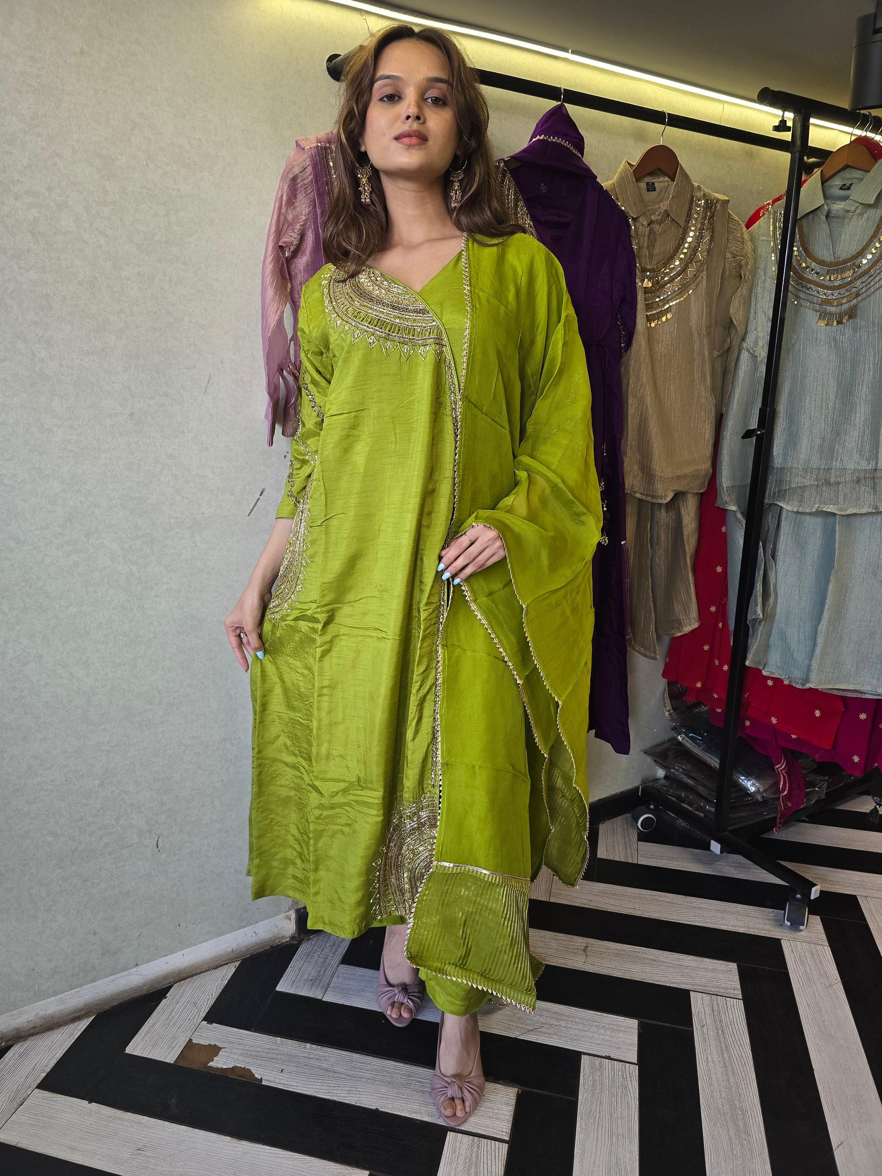 Image of Pure Russian Silk with Hand Work