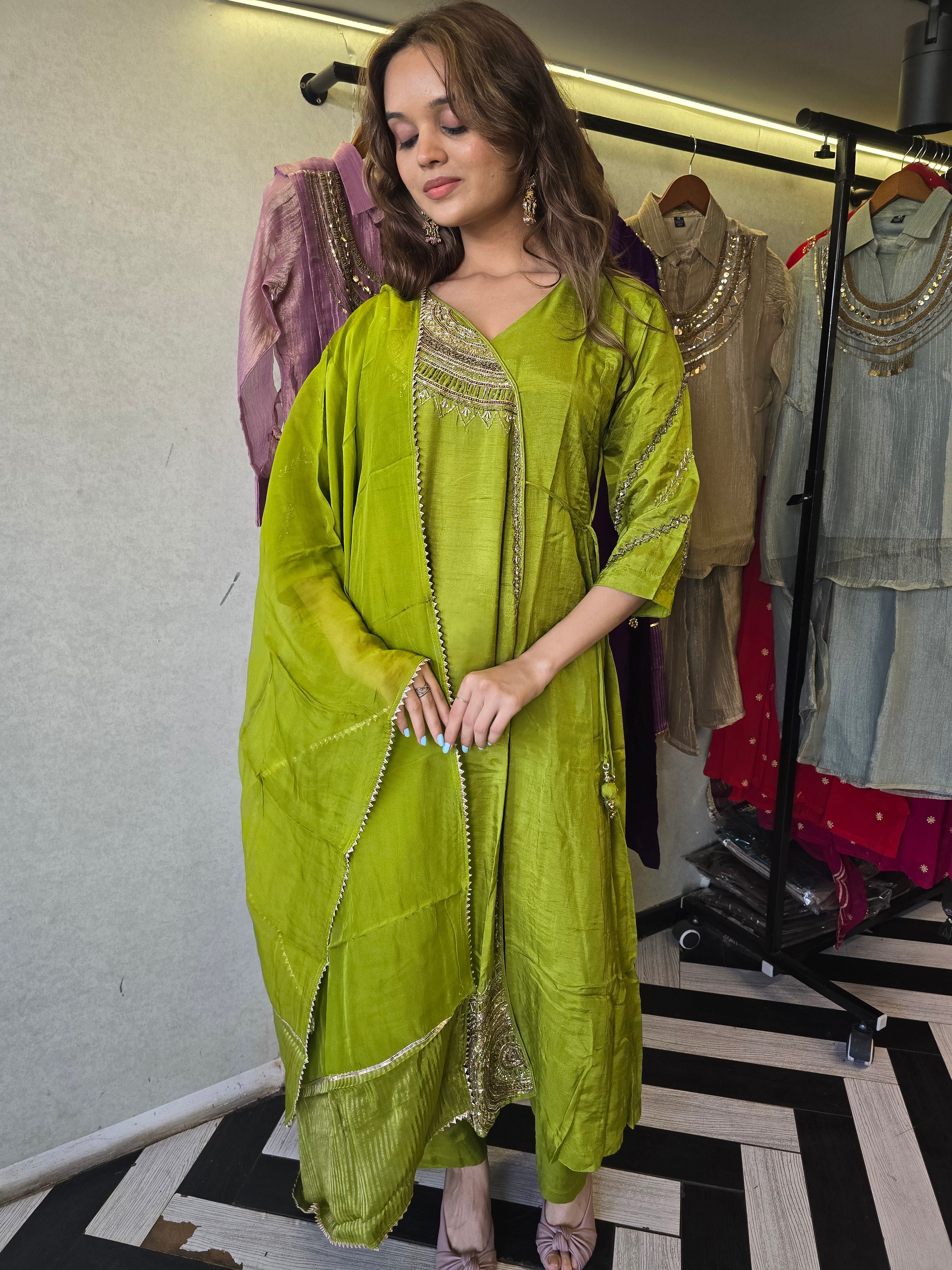 Image of Pure Russian Silk with Hand Work