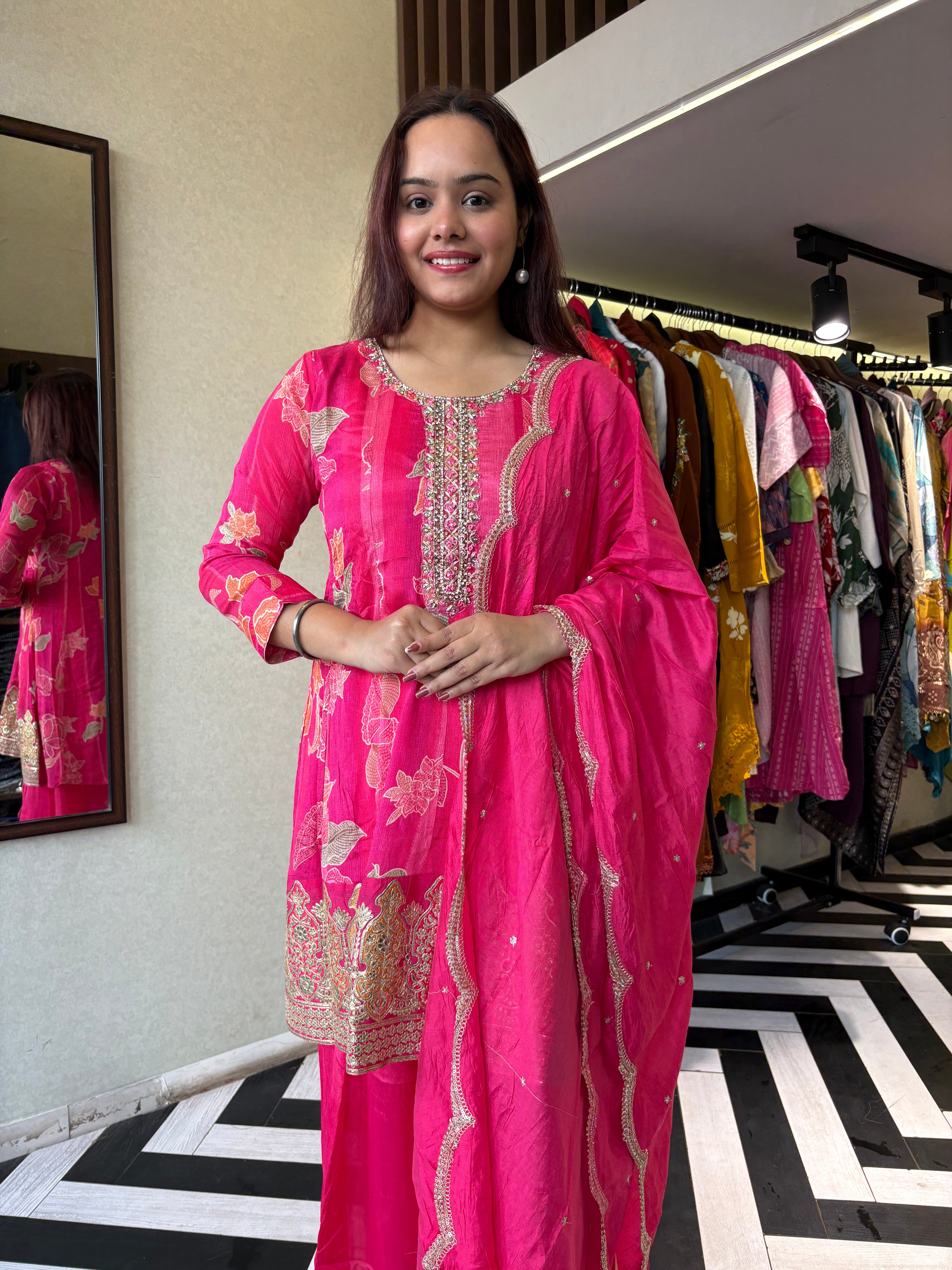 Pure Crepe 3 Piece with Hand work