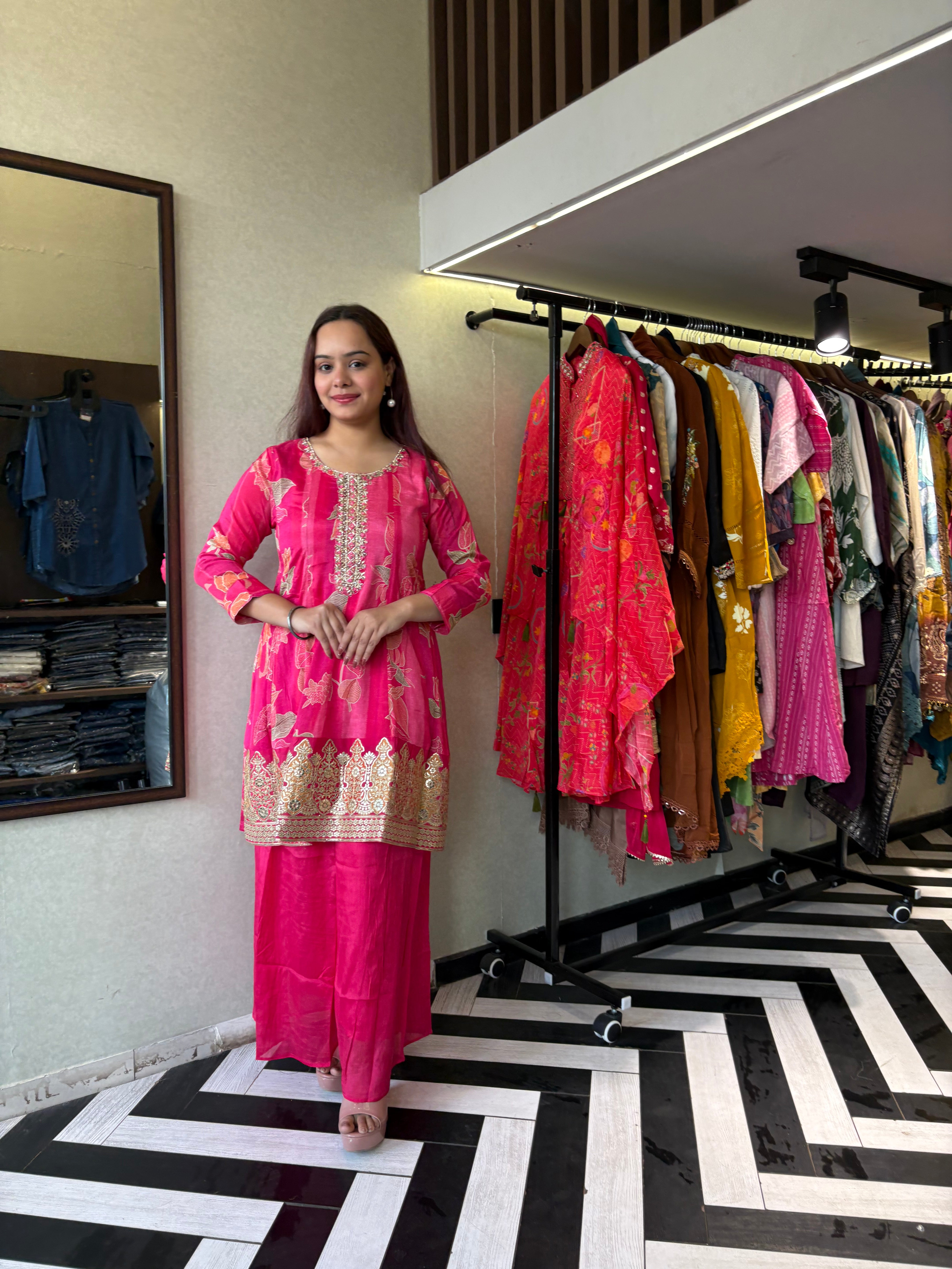 Image of Pure Crepe 3 Piece with Hand work