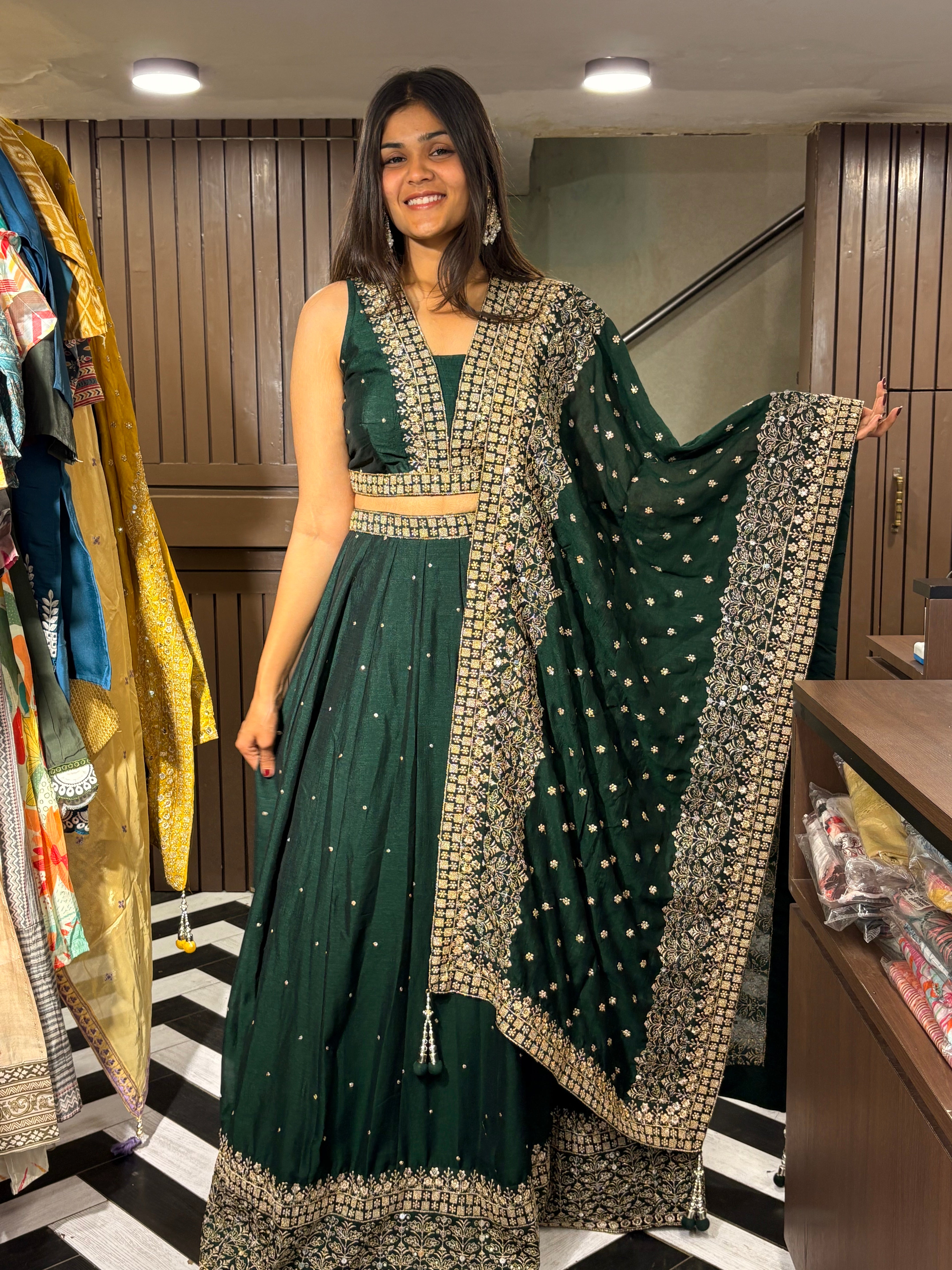 Image of Pure Silk 3 Piece Indo western