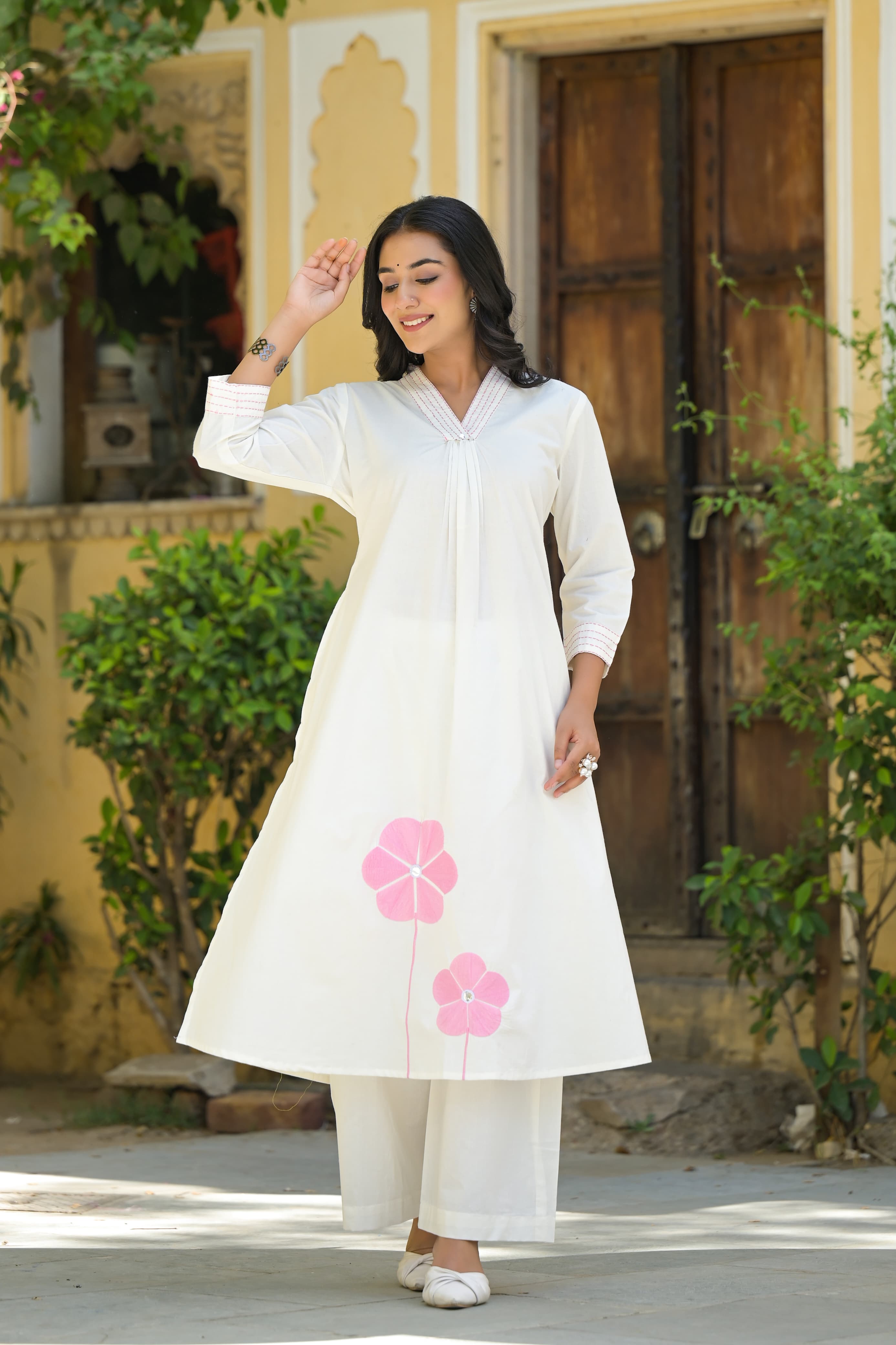 Image of Pure Cotton 2 Piece Set with Orignal Mirror Hand work