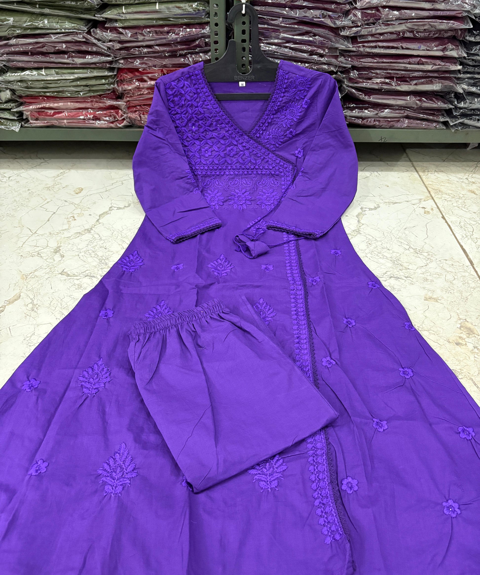 Beautiful cotton chikankari angrakha style pant sets perfect for this Summer
Women's Embroidered& pitten work printed Cotton kurta & pant with malmal dupatta set