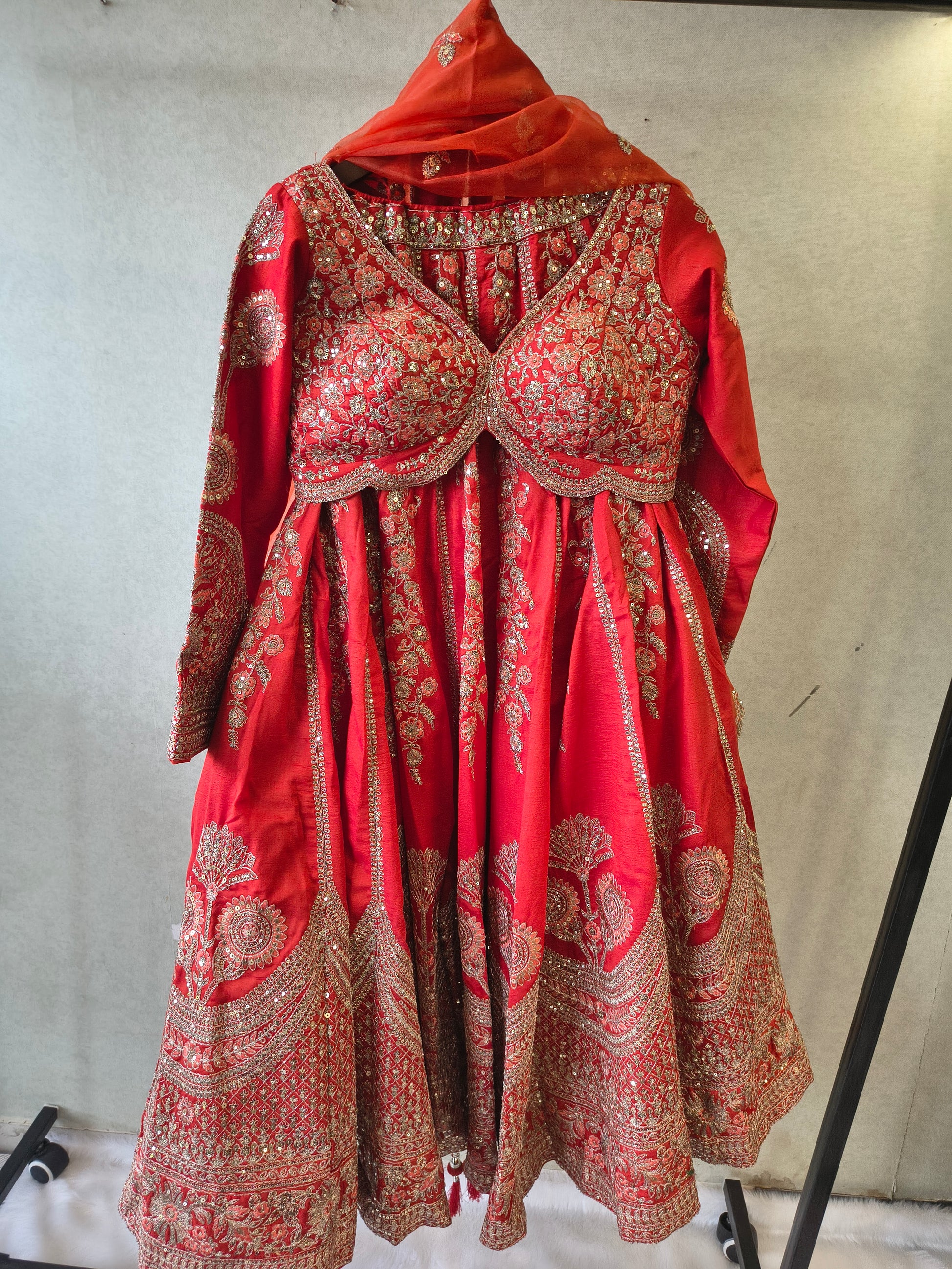 Bridal Red Heavy Embroidered Lehenga Set with Designer Blouse & Organza Dupatta | Premium Wedding Collection