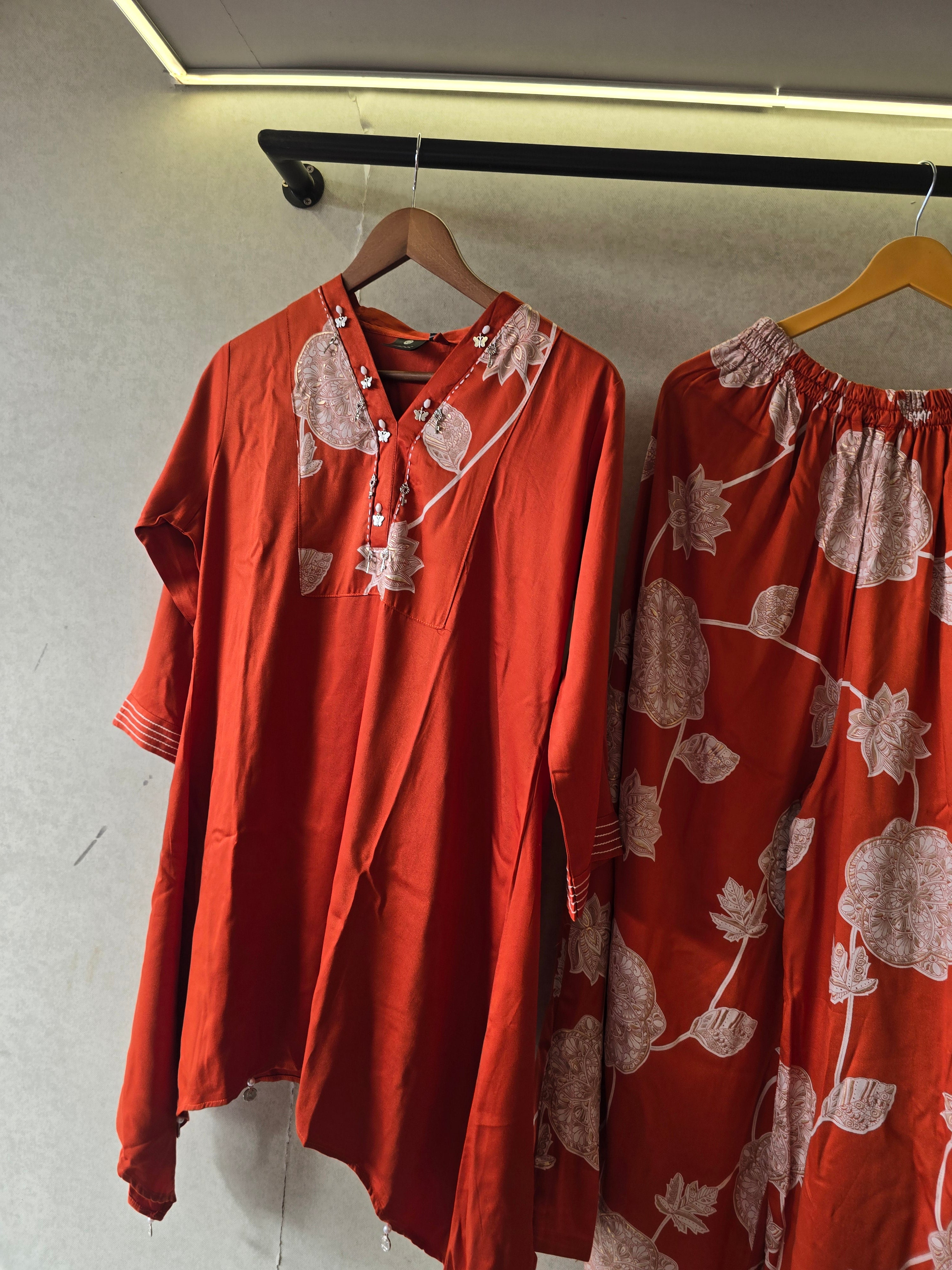 Image of Rust Botanical Print Co-Ord Set