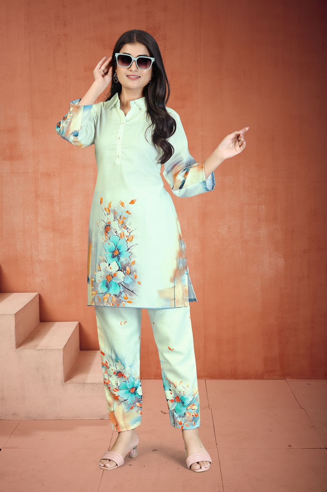 Image of Pure Cotton linen Coord Set with cotton Lining