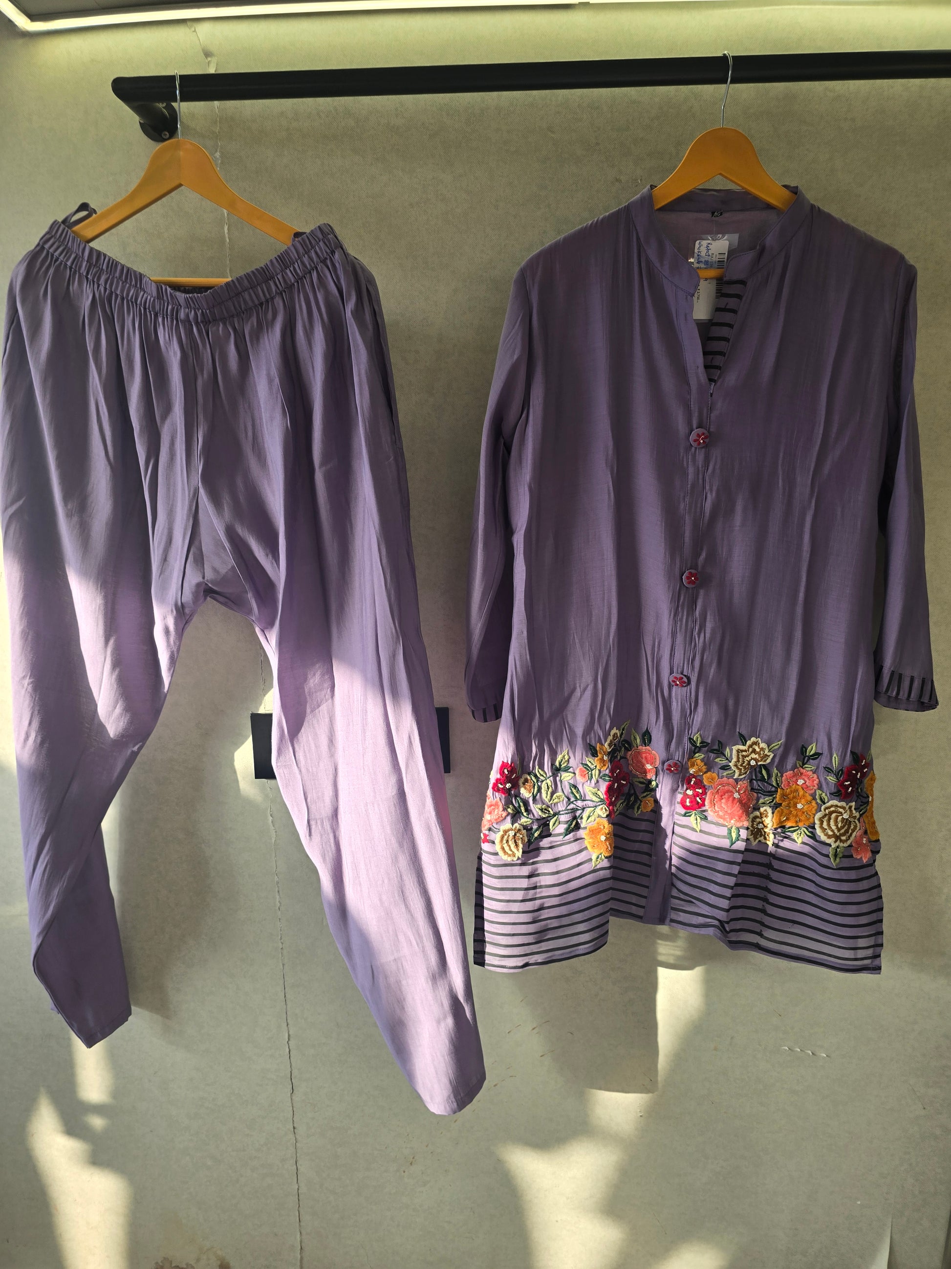 Lavender Floral Embroidered Co-Ord Set