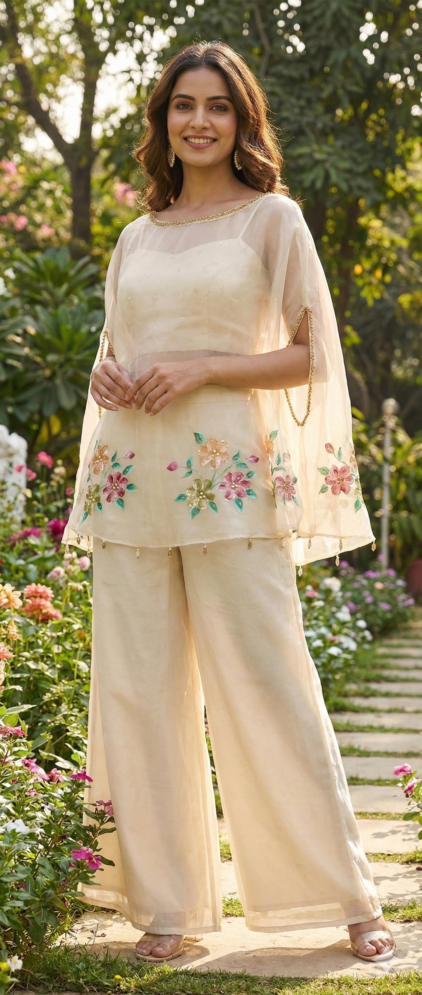 Pure Tissue Shimmer 3 Piece Fusion Indian Coord Set