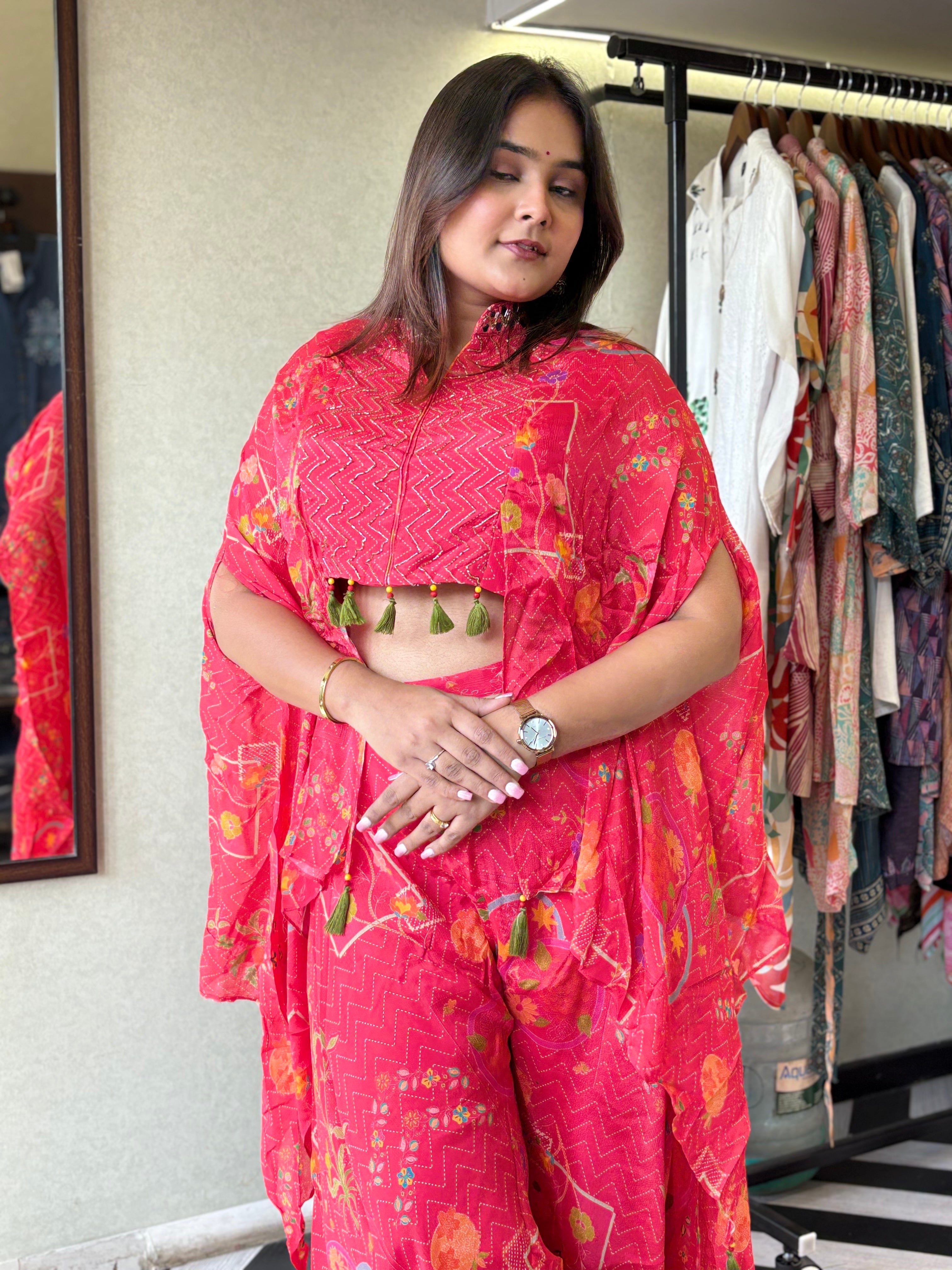 Image of Pure Chinnon 3 Piece with Hand work