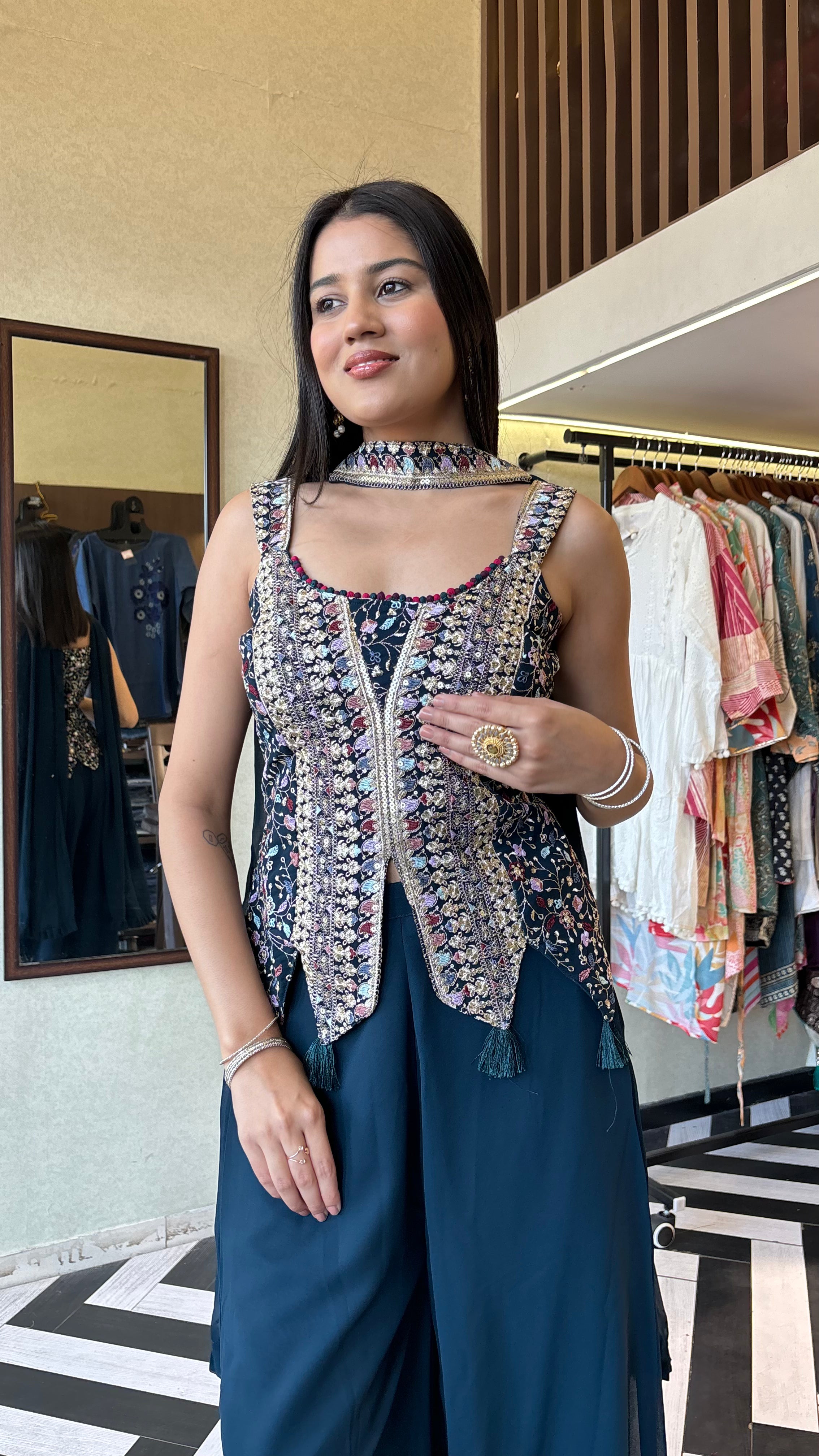 Image of Pure Georgette 3 Piece Set with Hand work