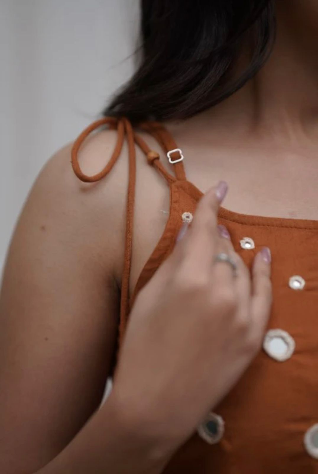 Pure Cotton 2 Piece Sleeveless Coord Set with original mirror work ( Sleeves attached)