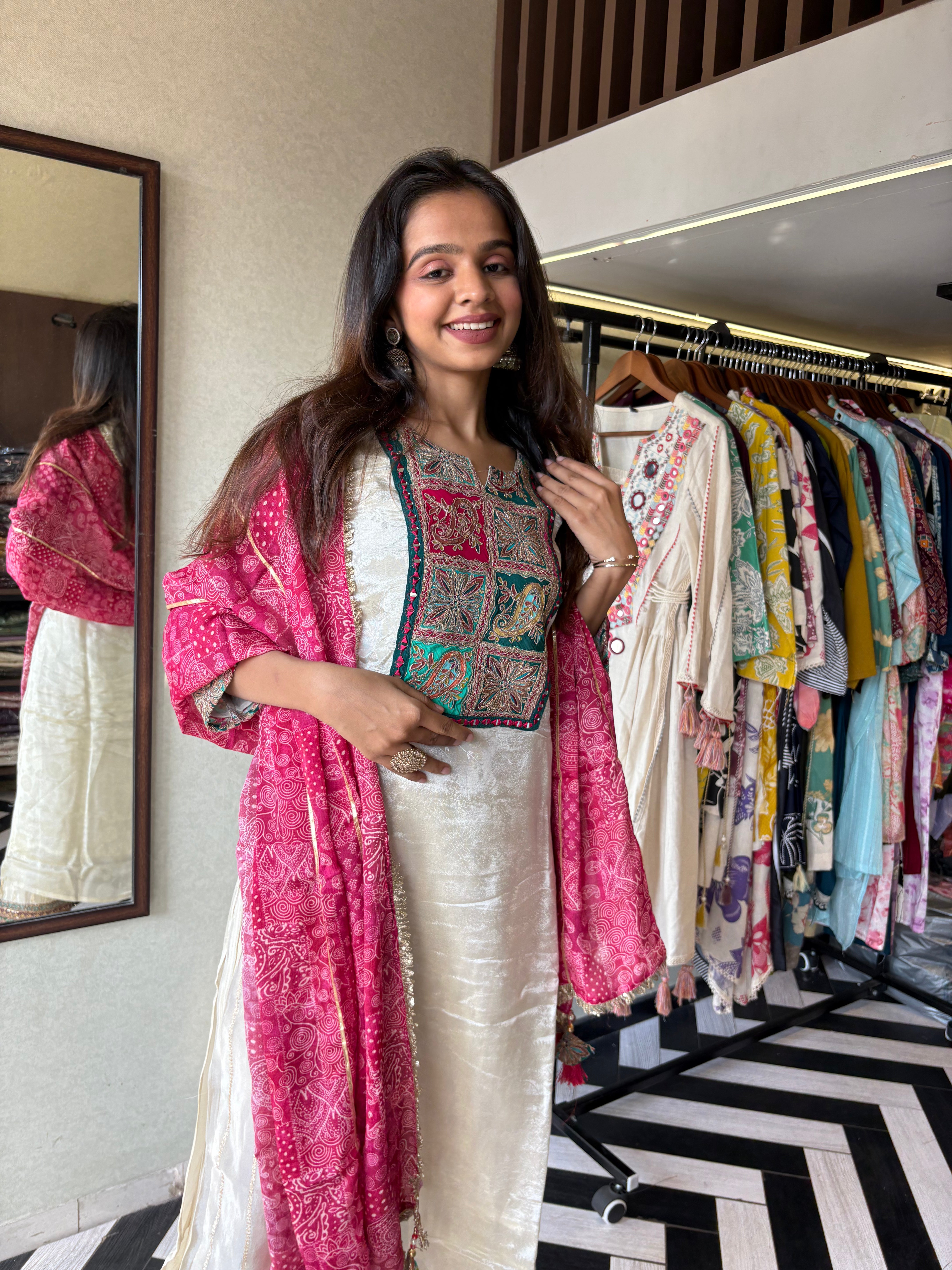 Image of This pure cotton co-ord set in a designer white print is your summer savior - soft on the skin, bold on fashion