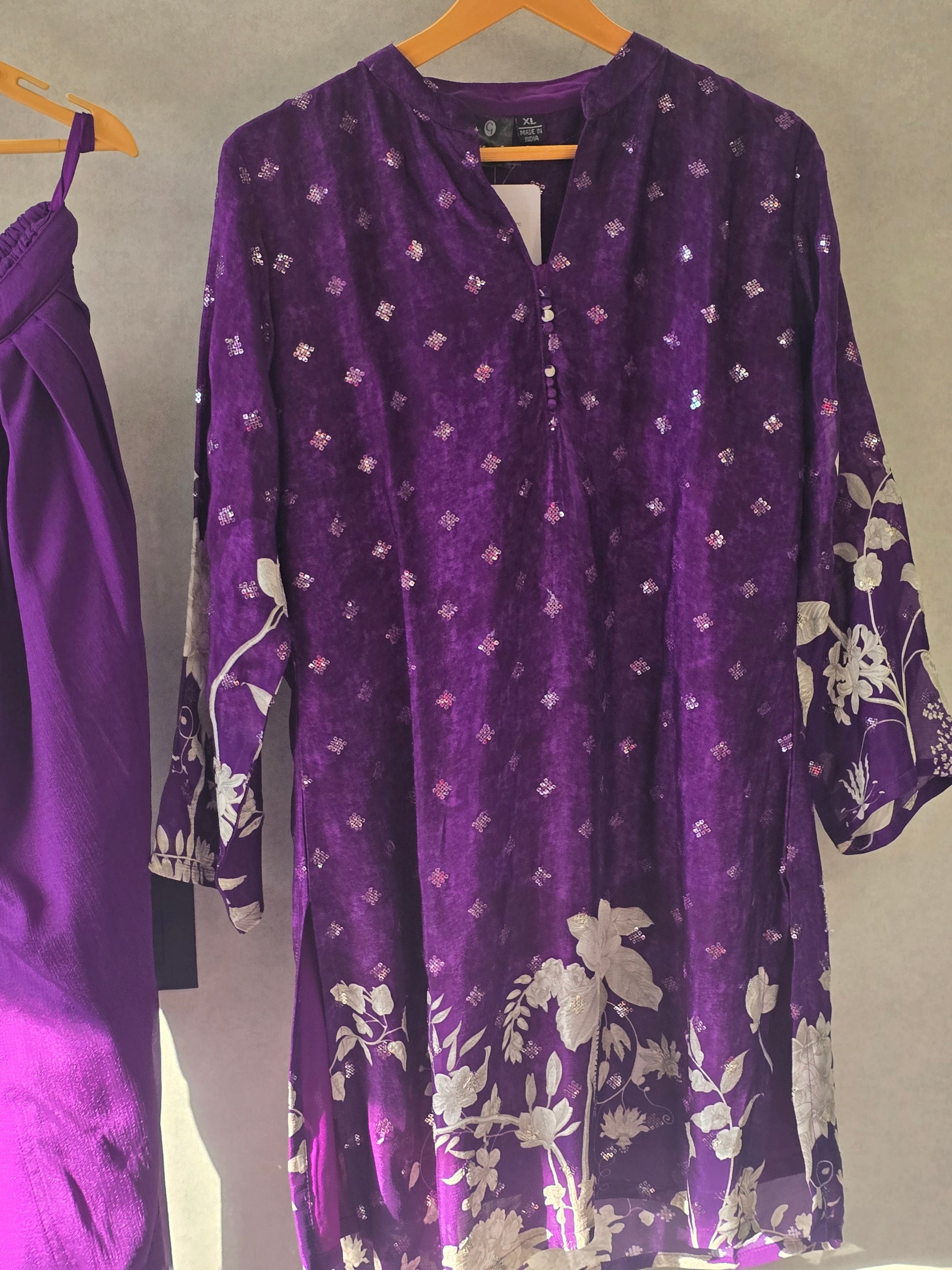 Royal Purple Floral Printed Co-Ord Set