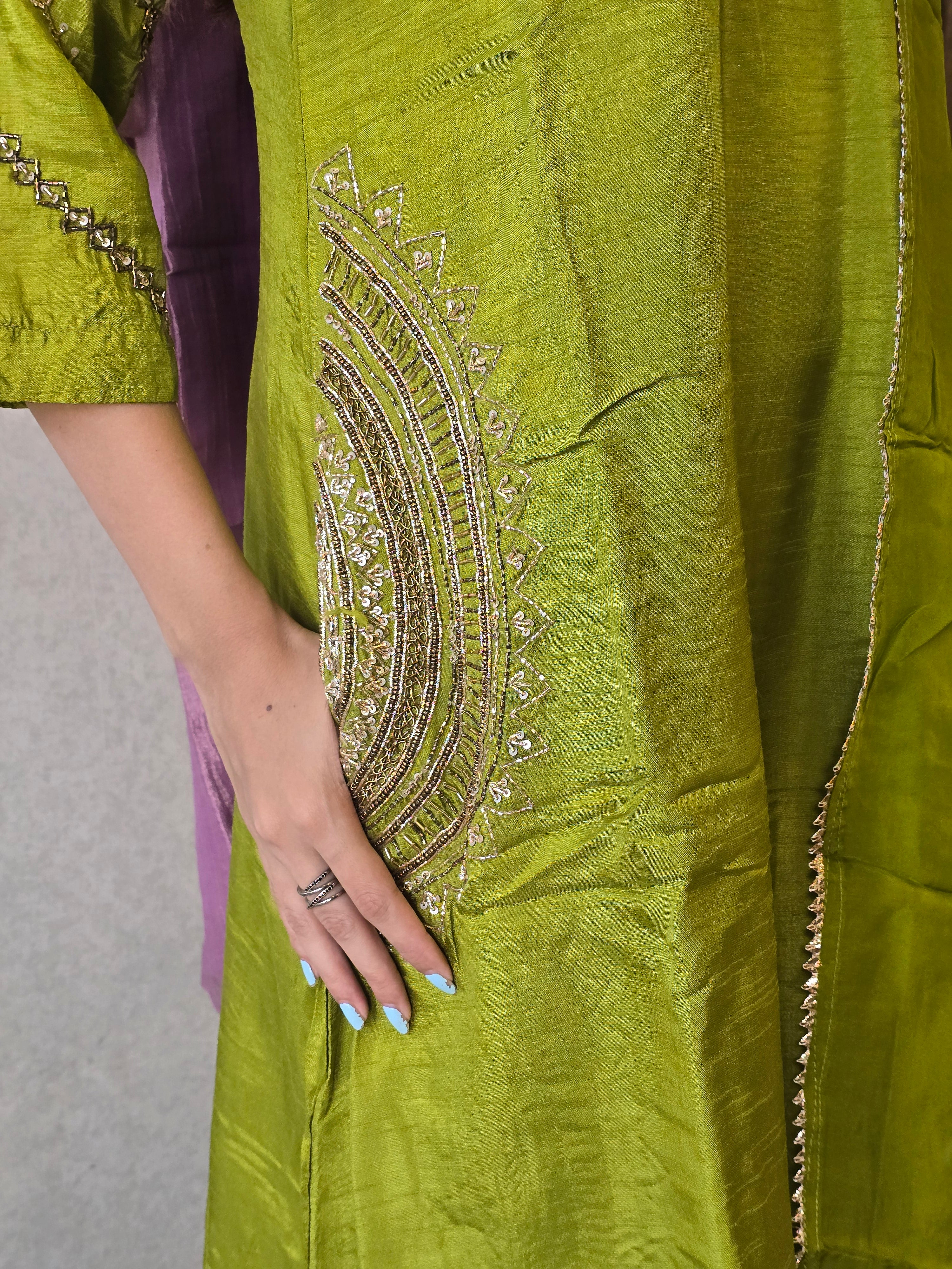 Image of Pure Russian Silk with Hand Work