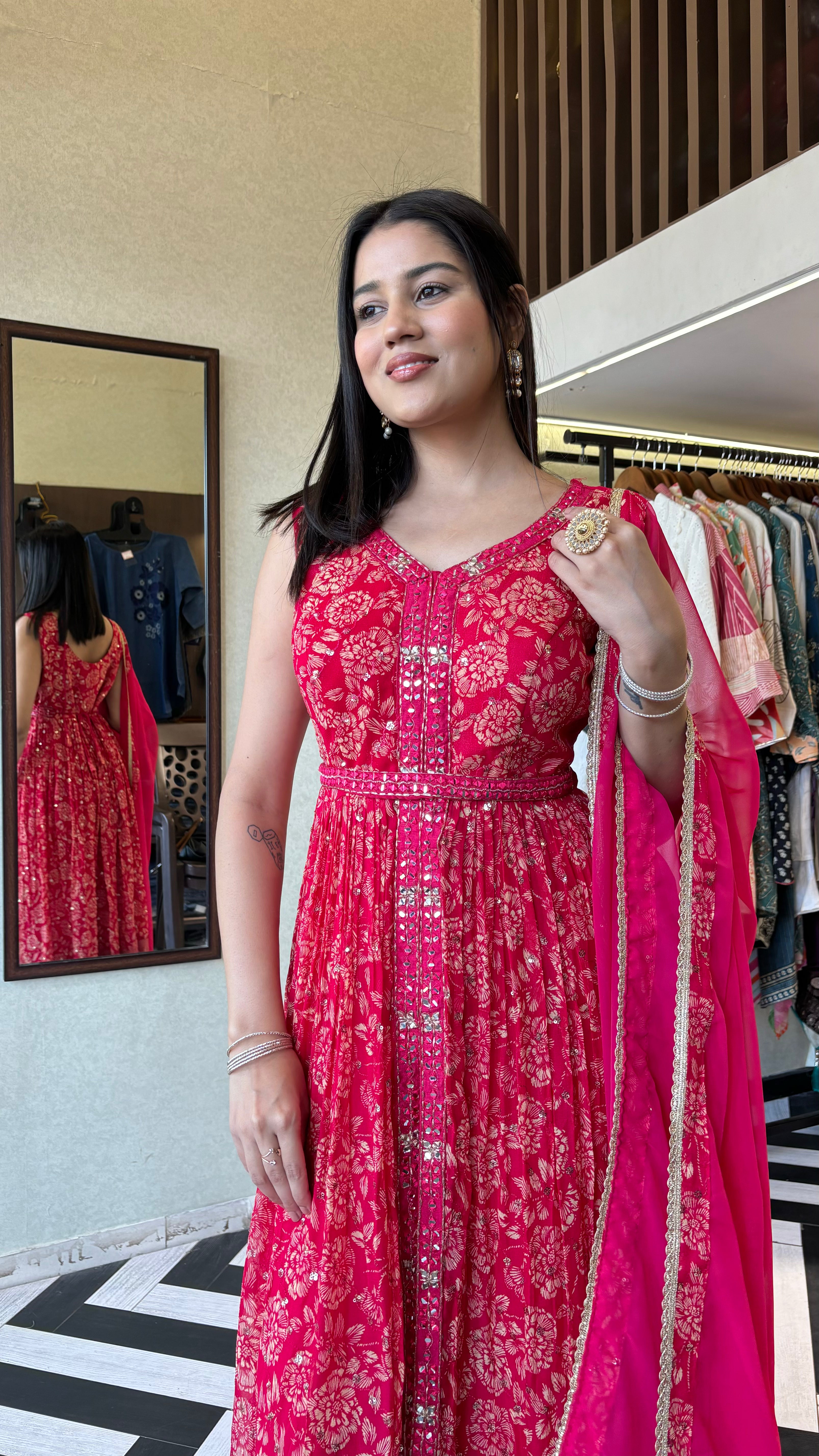 Image of Pure Georgette 3 Piece Set with Hand work