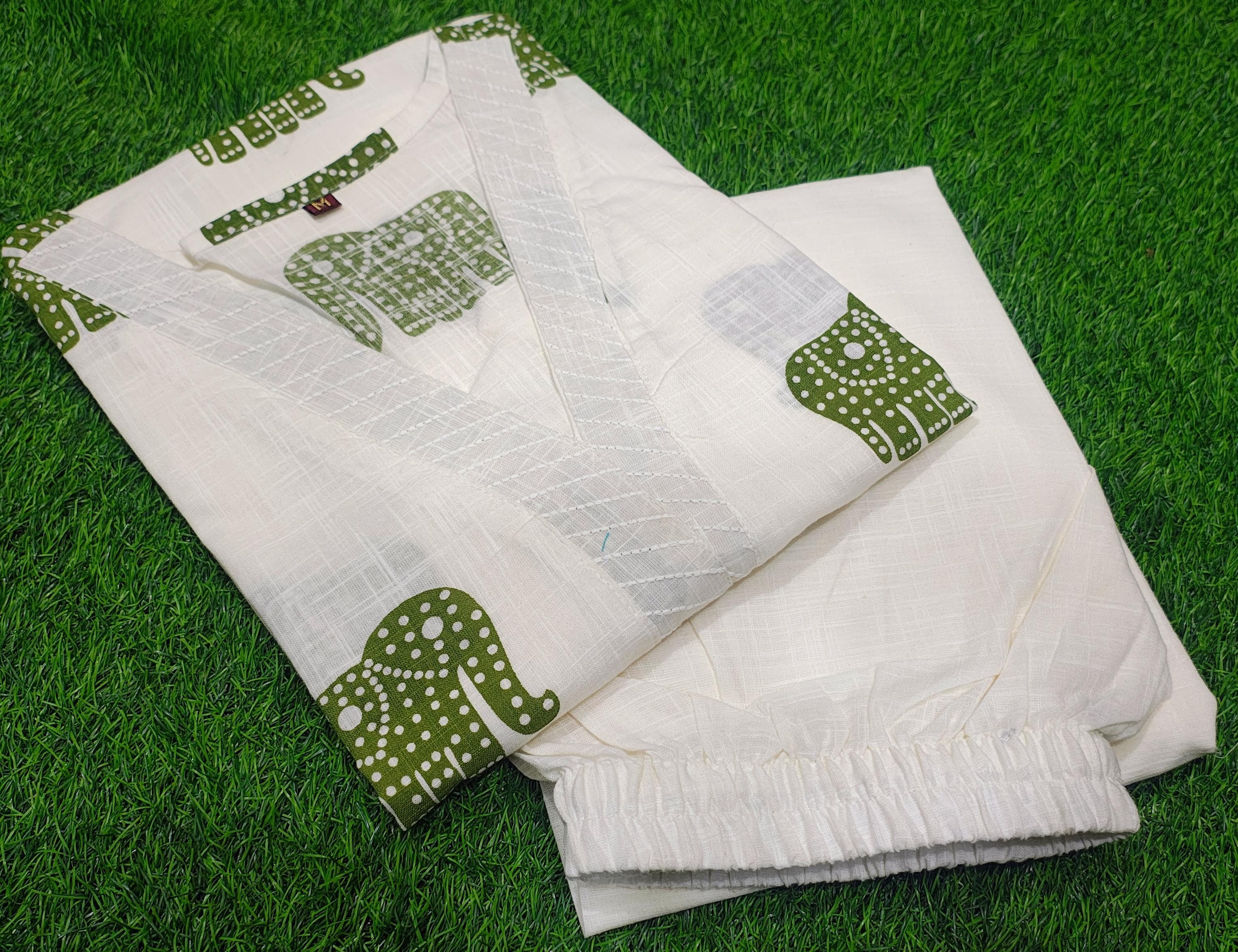 Explore Breathable & Embroidered and beautiful elephant print all over kurti Co-ord Sets your go-to for any occasion