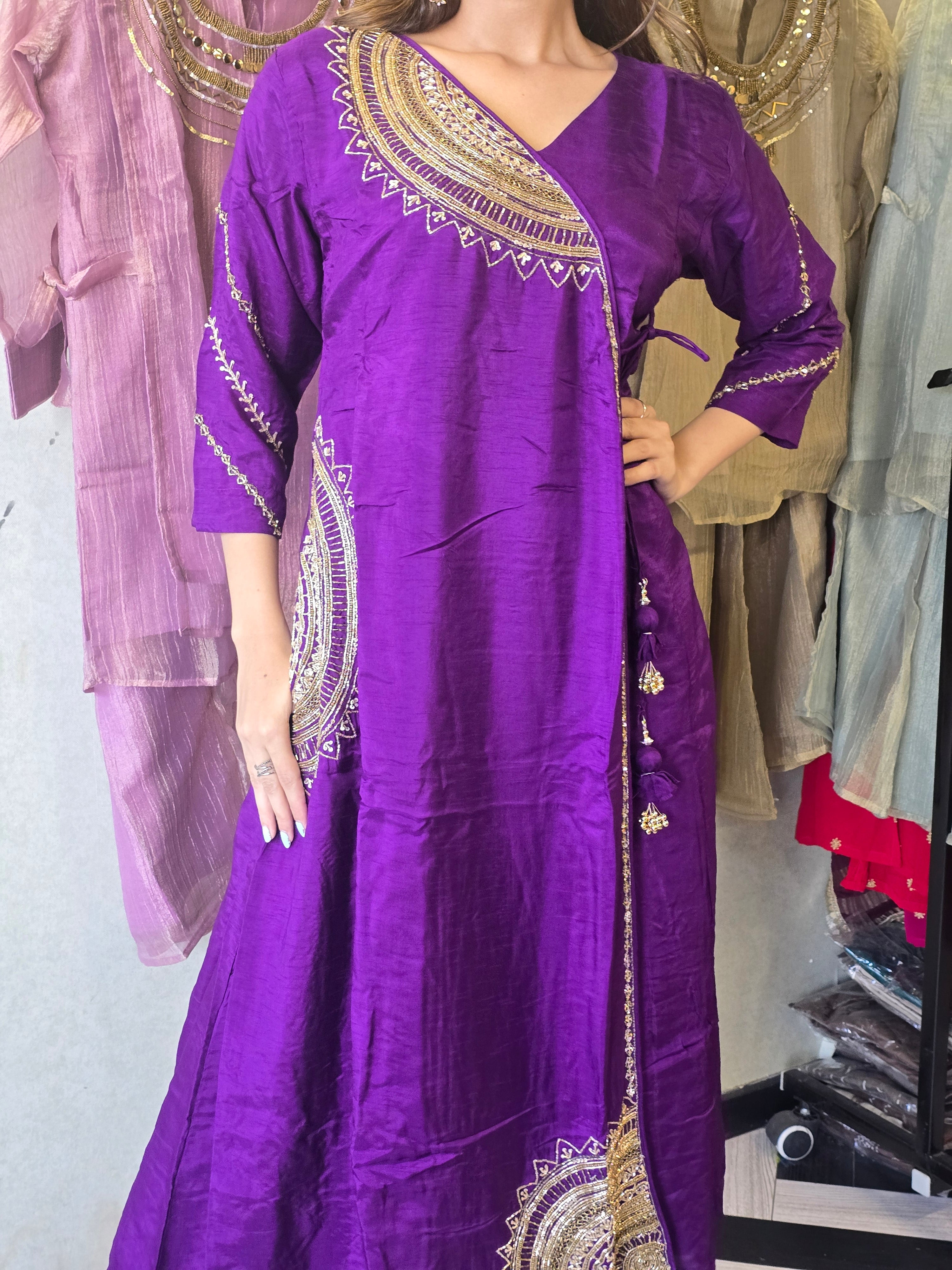 Image of Pure Russian Silk with Hand Work
