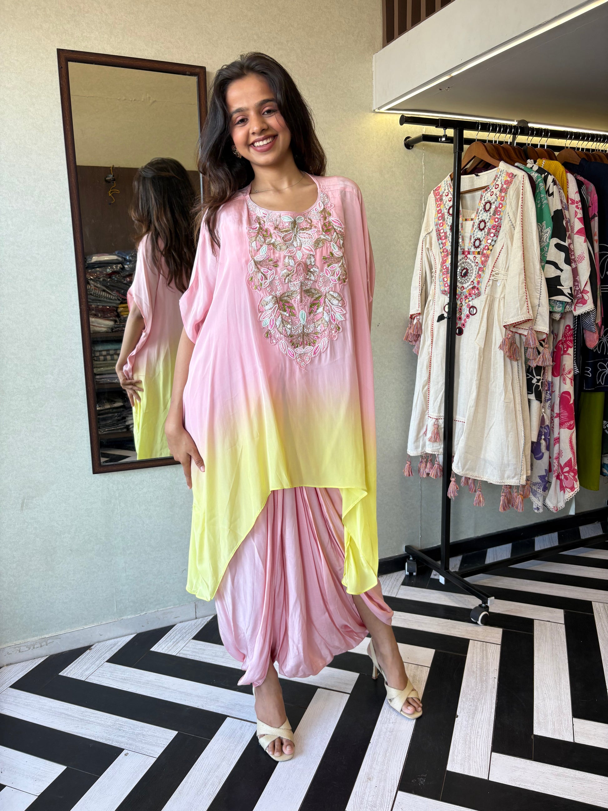 Step into the spotlight with this stunning 2-piece coord set in rich green shimmer - crafted from premium shimmer fabric with accessory detailing that brings elegance to life