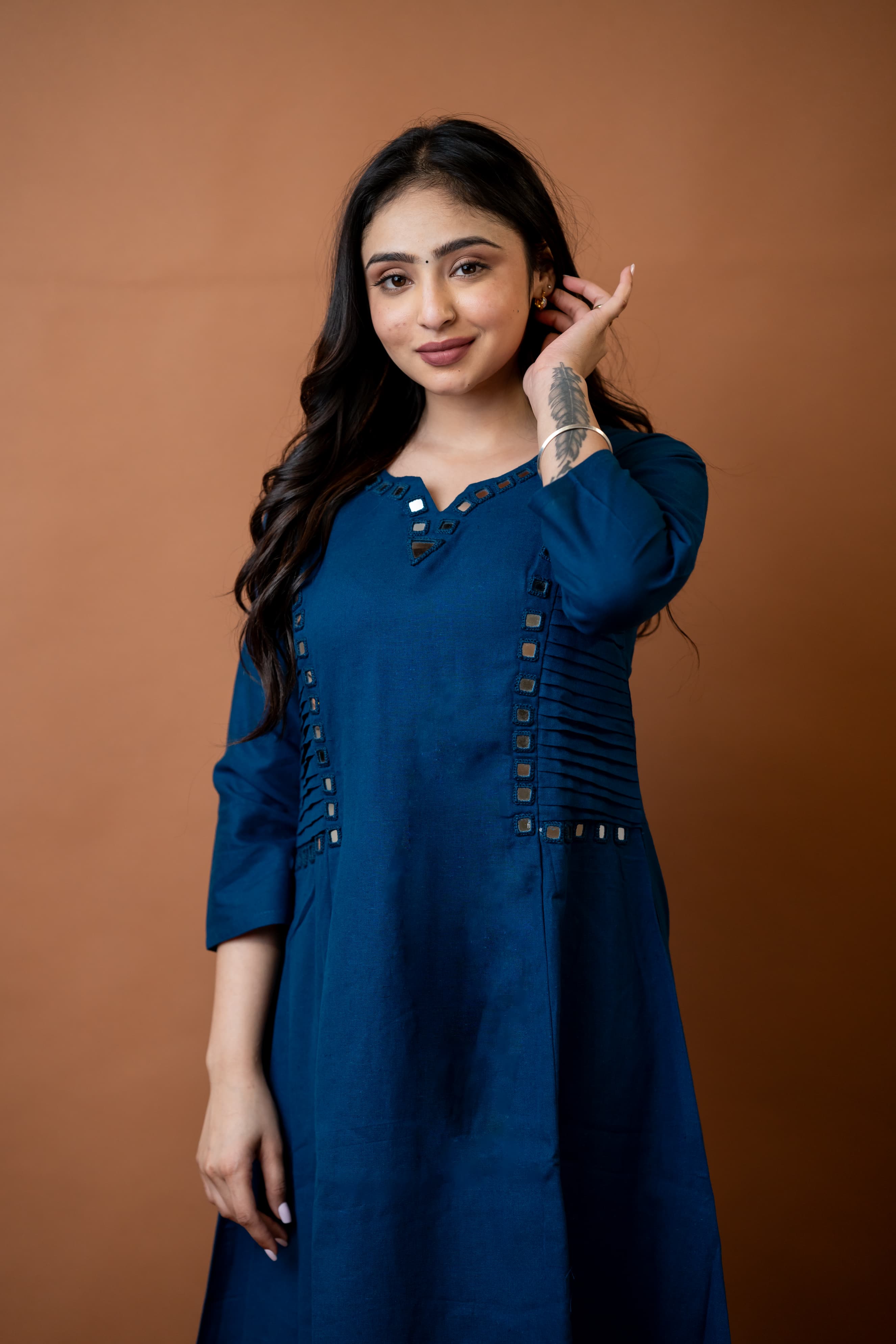 Real Mirror Work. Real Cotton. 
our pure cotton long coord set with original mirror hand work - a classy steal for every wardrobe!