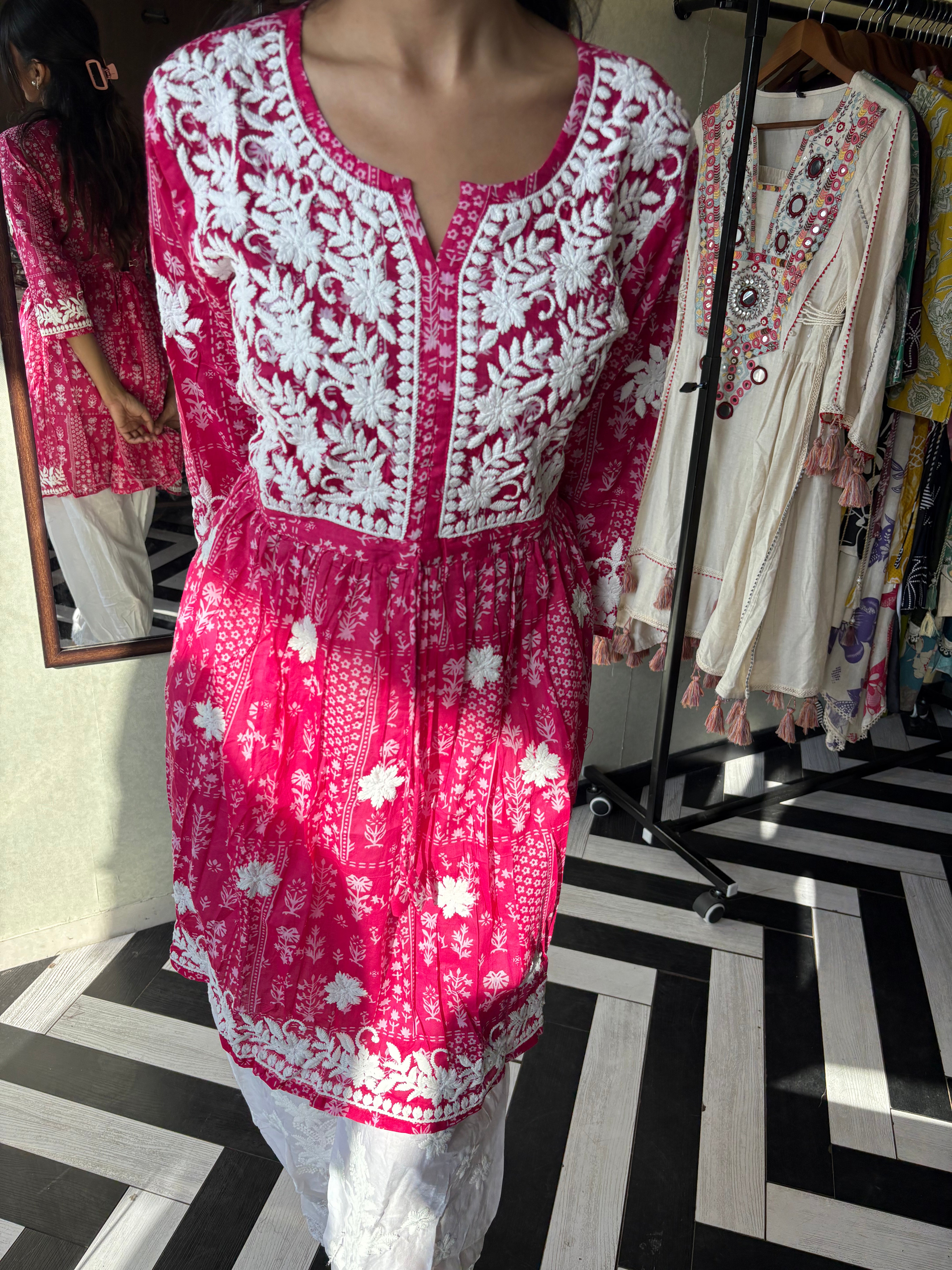 Image of Pure Lucknowi 2 Piece Embroidery Coord Set