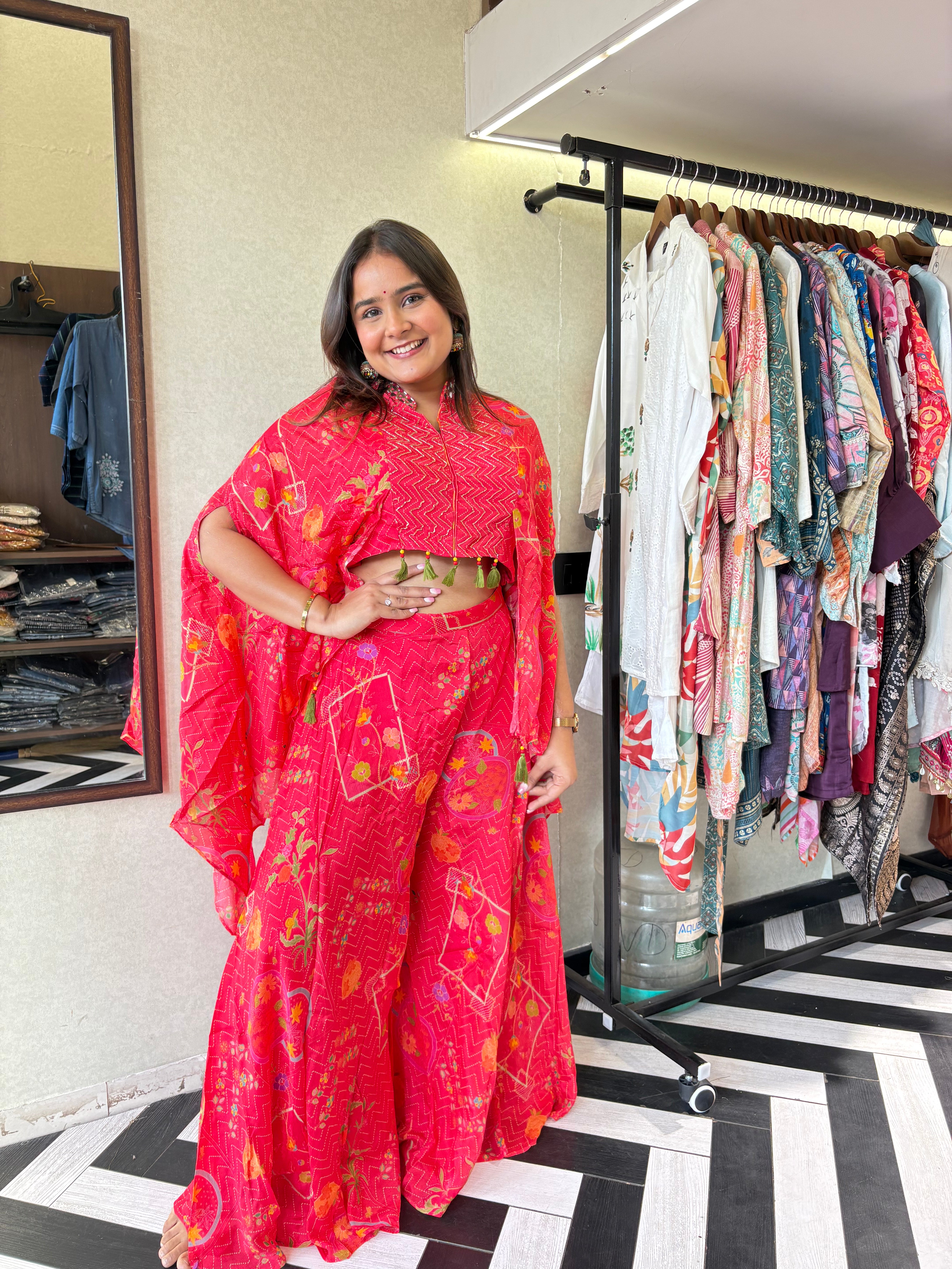 Image of Pure Chinnon 3 Piece with Hand work