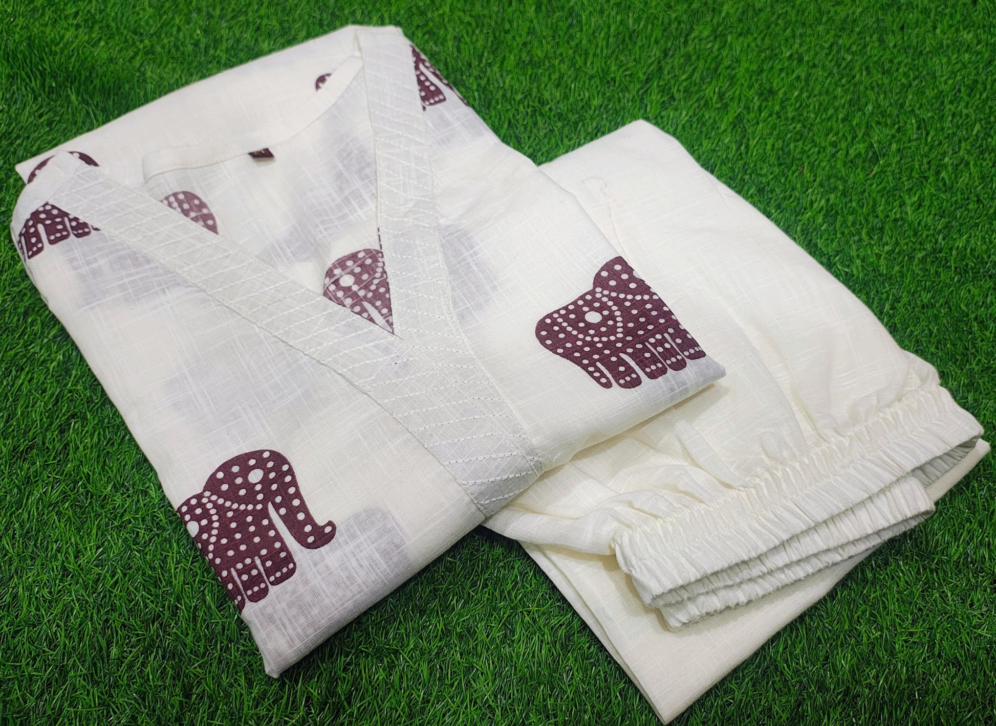 Explore Breathable & Embroidered and beautiful elephant print all over kurti Co-ord Sets your go-to for any occasion