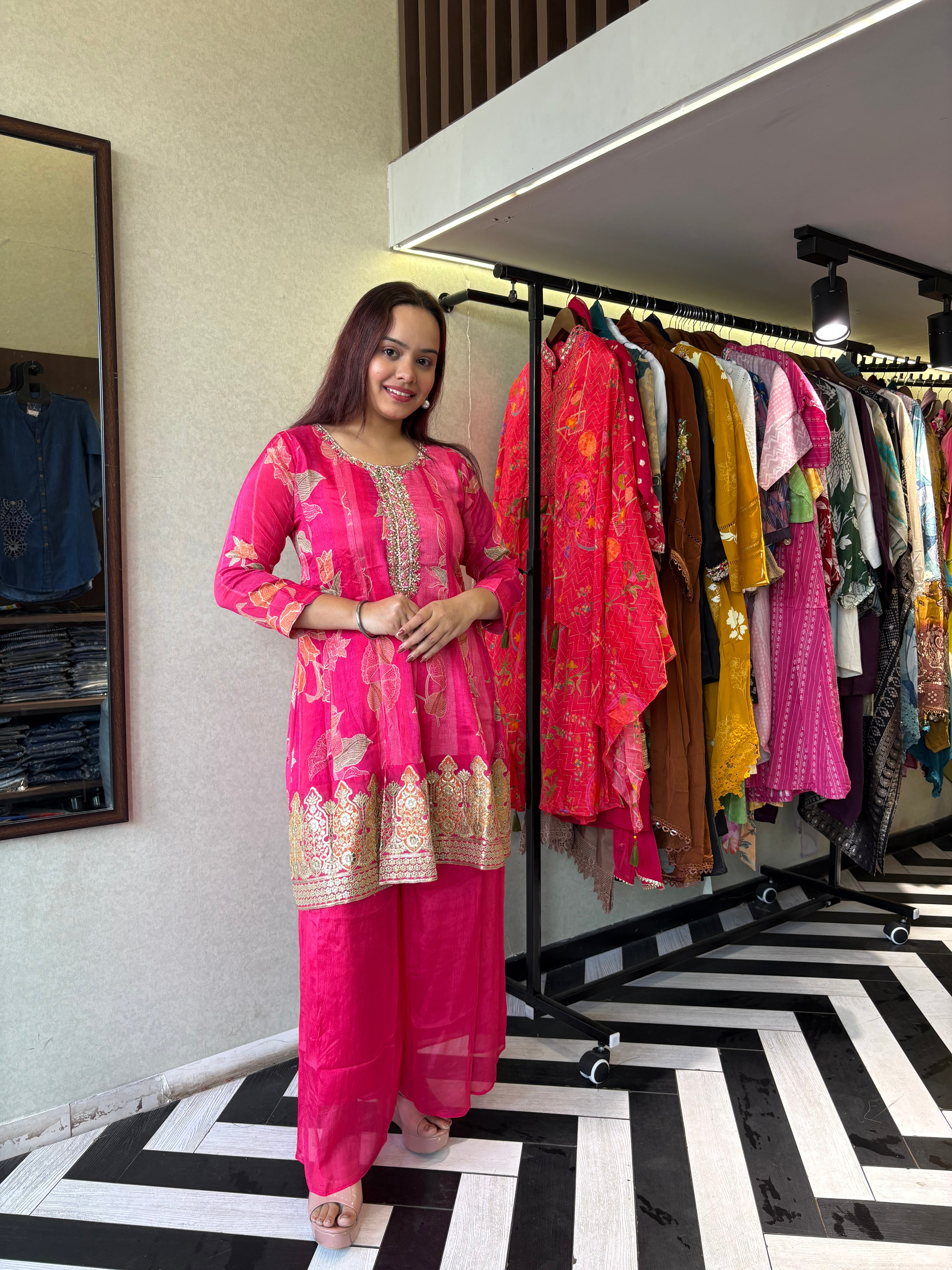 Image of Pure Crepe 3 Piece with Hand work