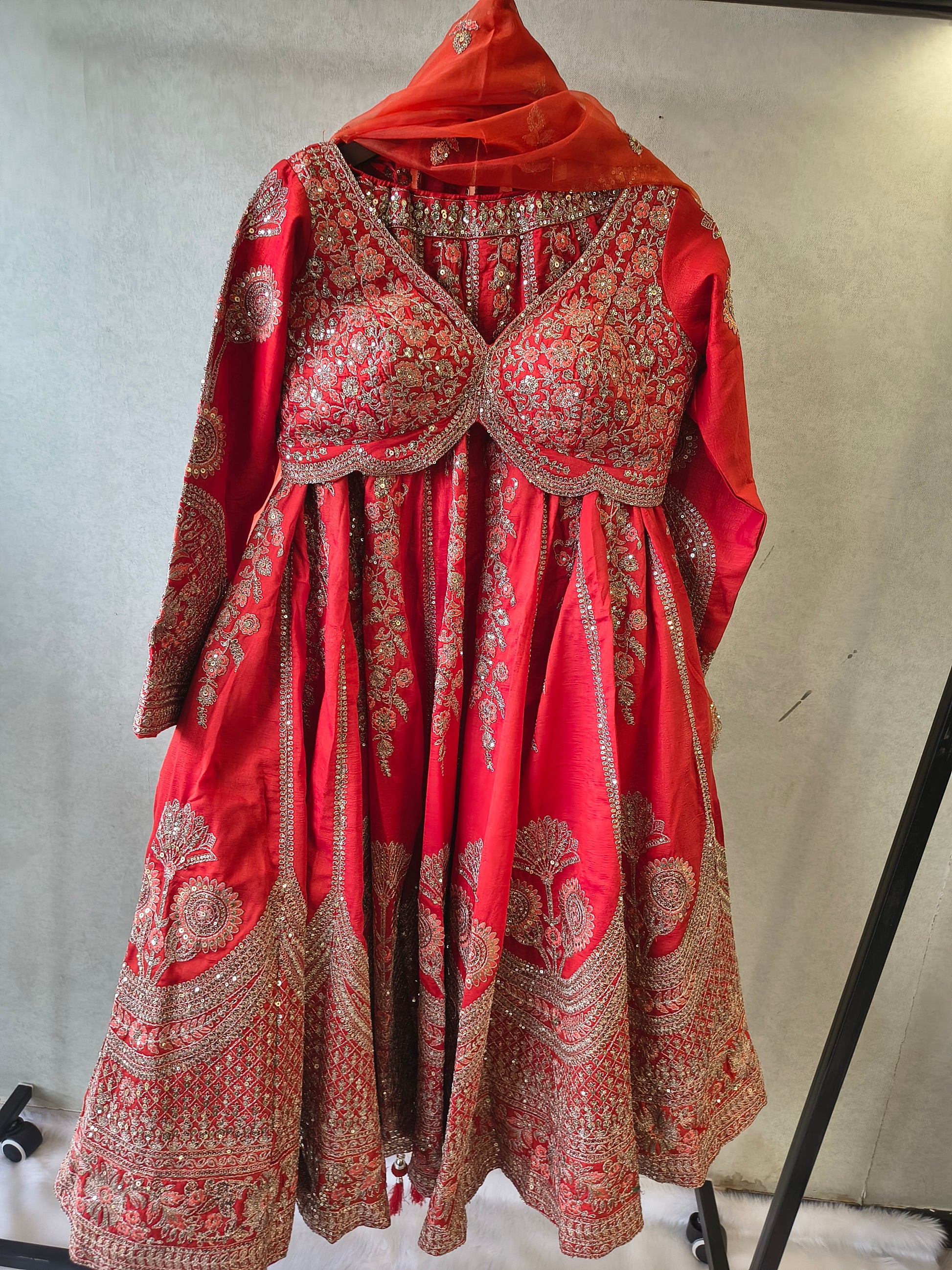 Bridal Red Heavy Embroidered Lehenga Set with Designer Blouse & Organza Dupatta | Premium Wedding Collection