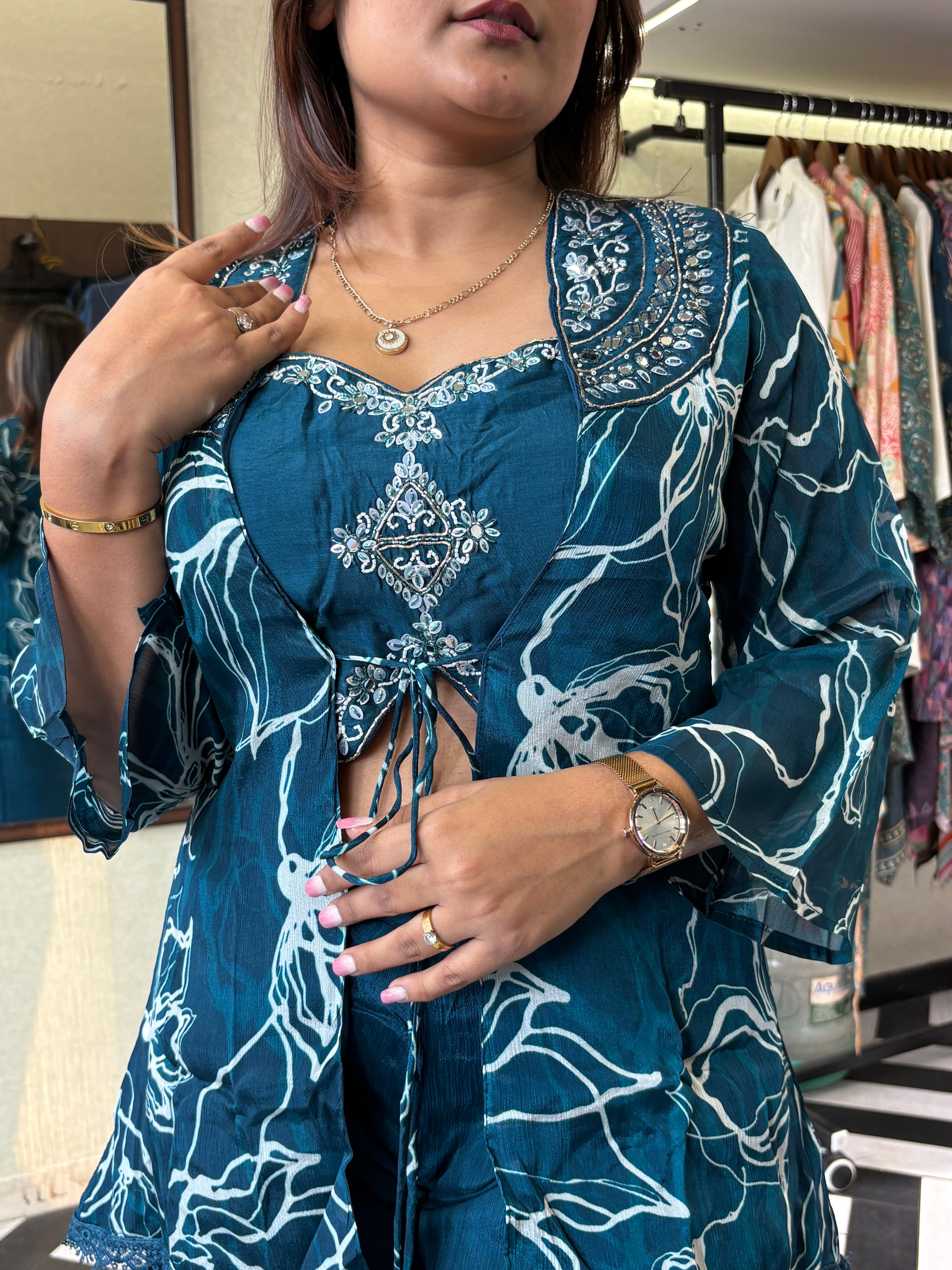 Image of Pure Shimmer 3 Piece with Hand work