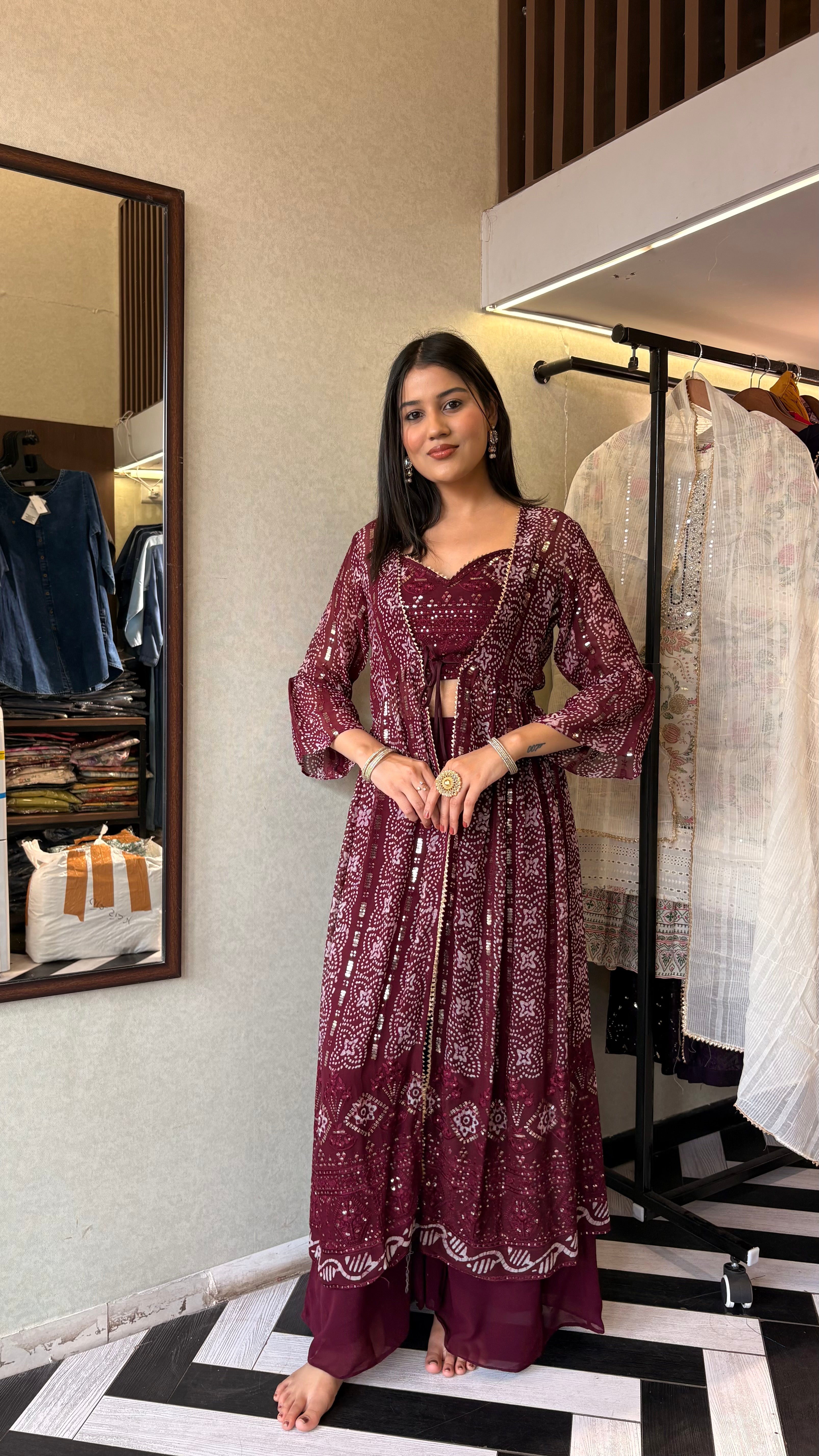 Image of Pure Georgette Shrug Concept 3 Pieec