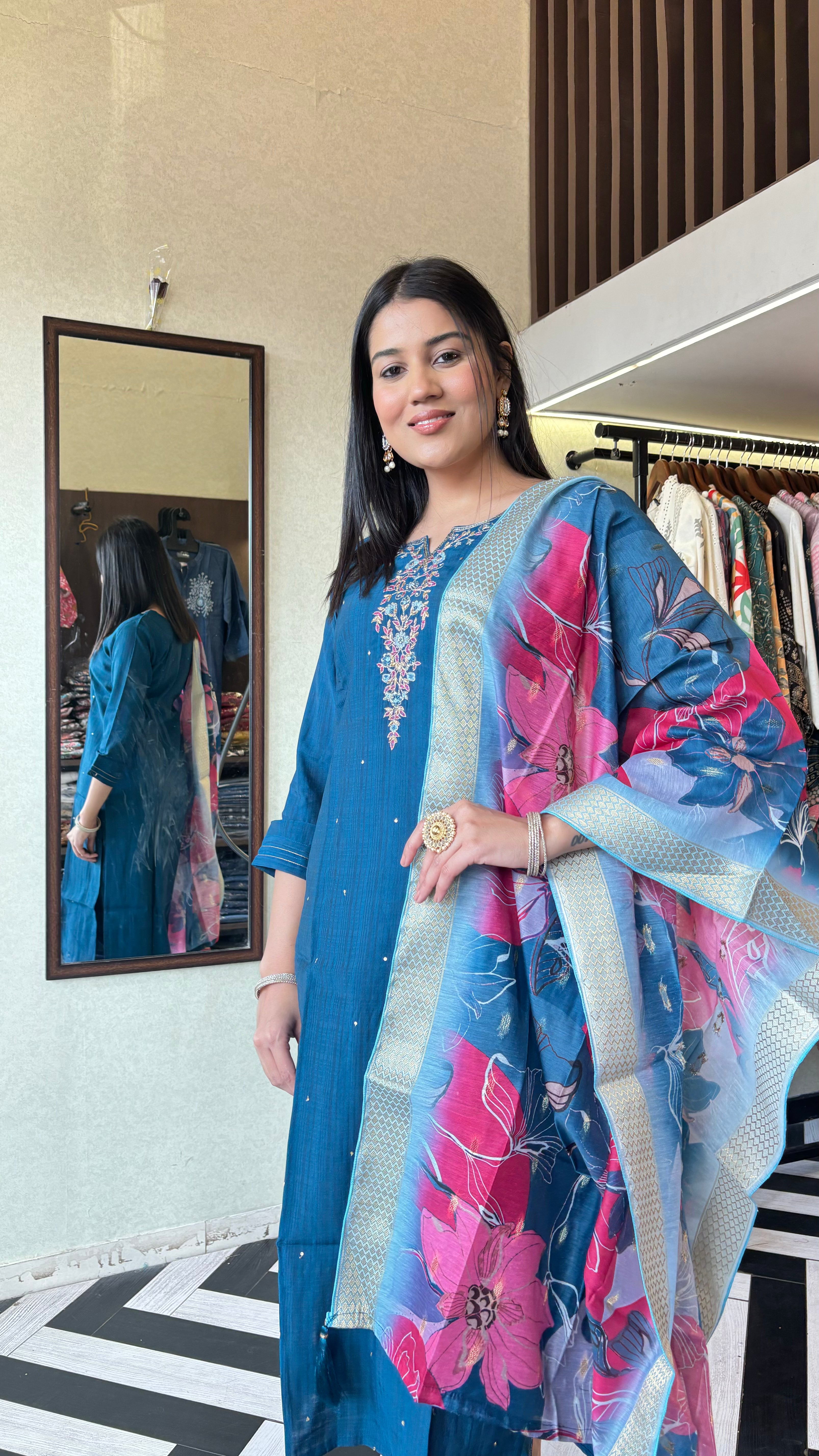 Image of Pure Silk 3 Piece with Hand work