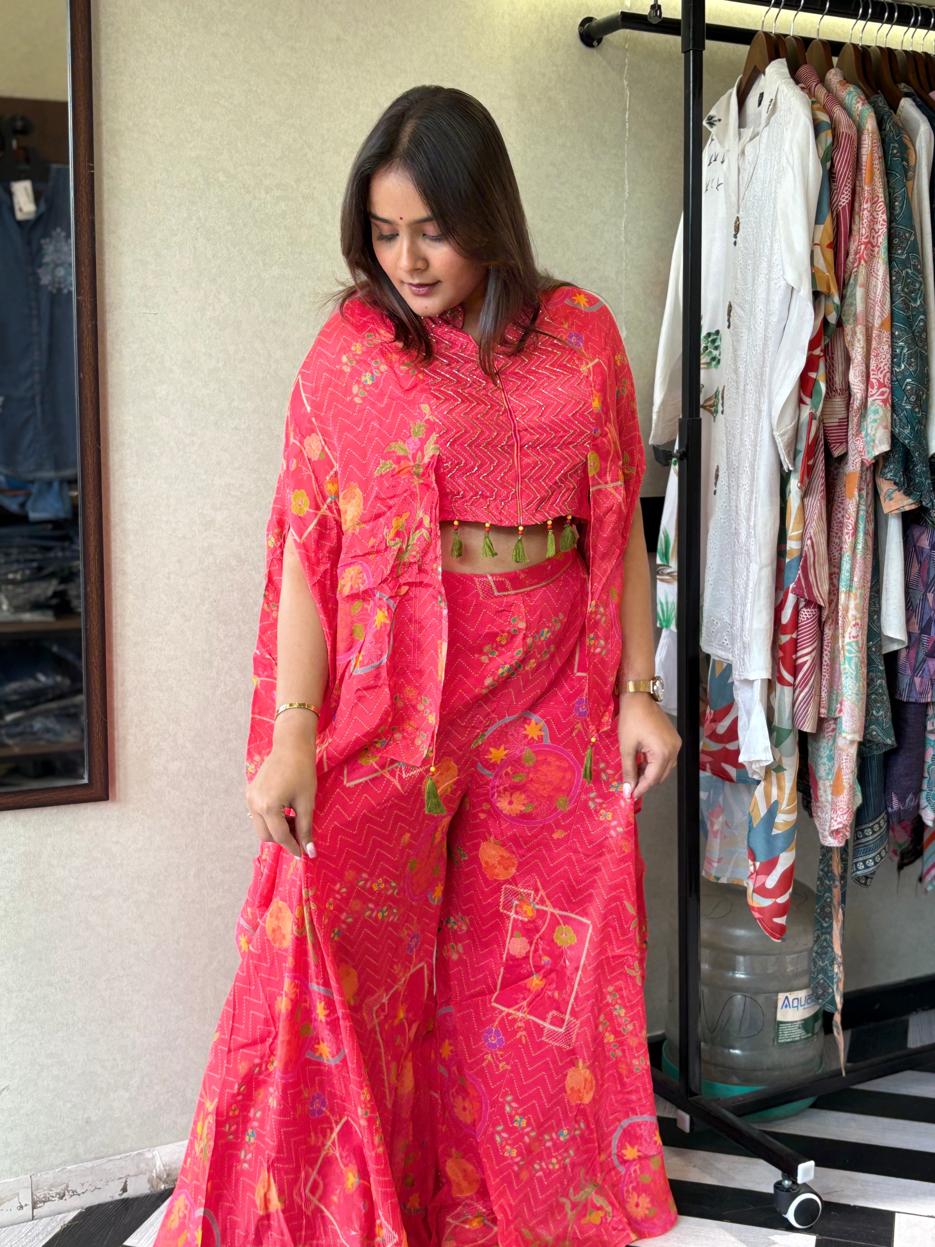 Image of Pure Chinnon 3 Piece with Hand work