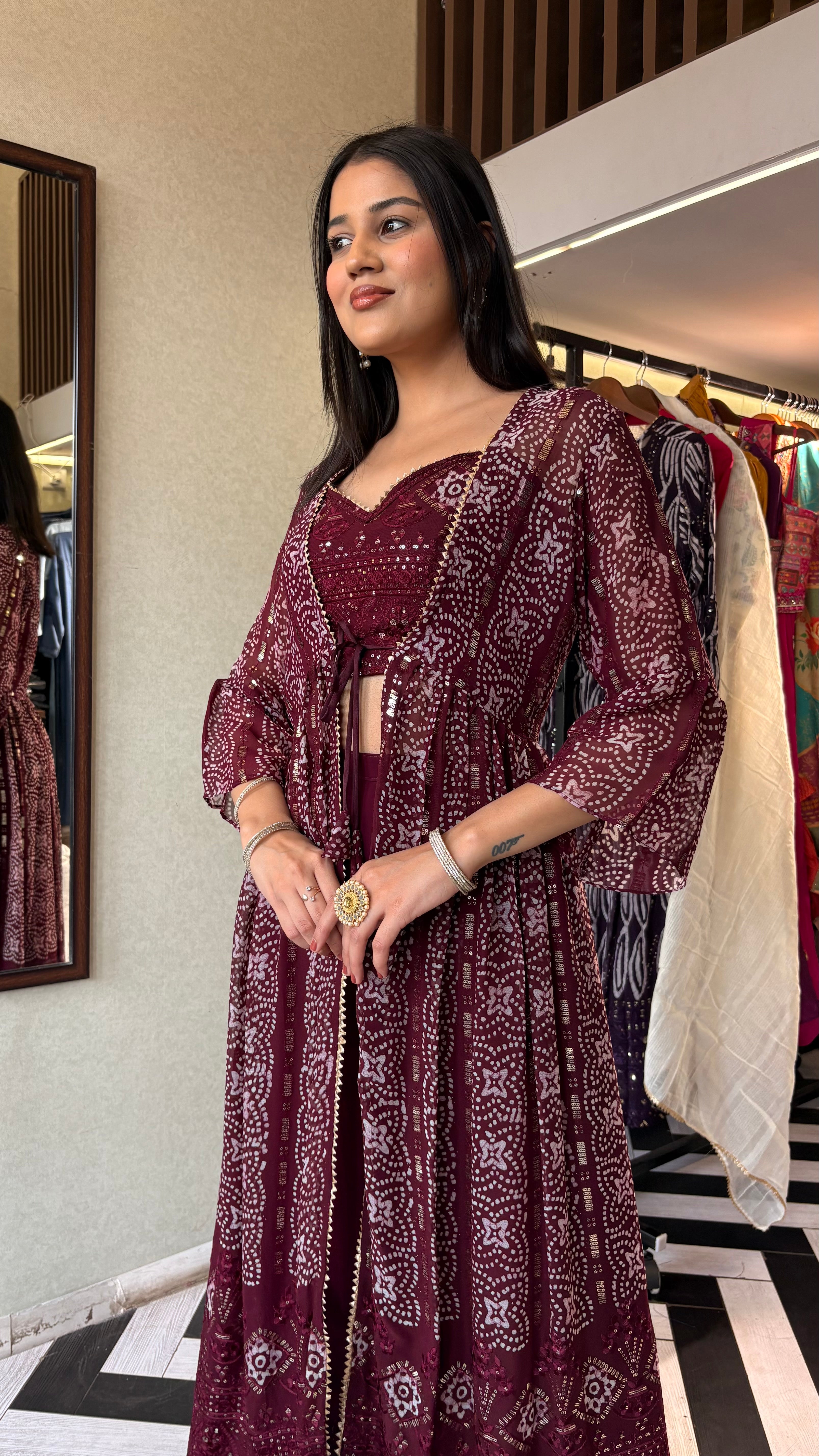 Pure Georgette Shrug Concept 3 Pieec