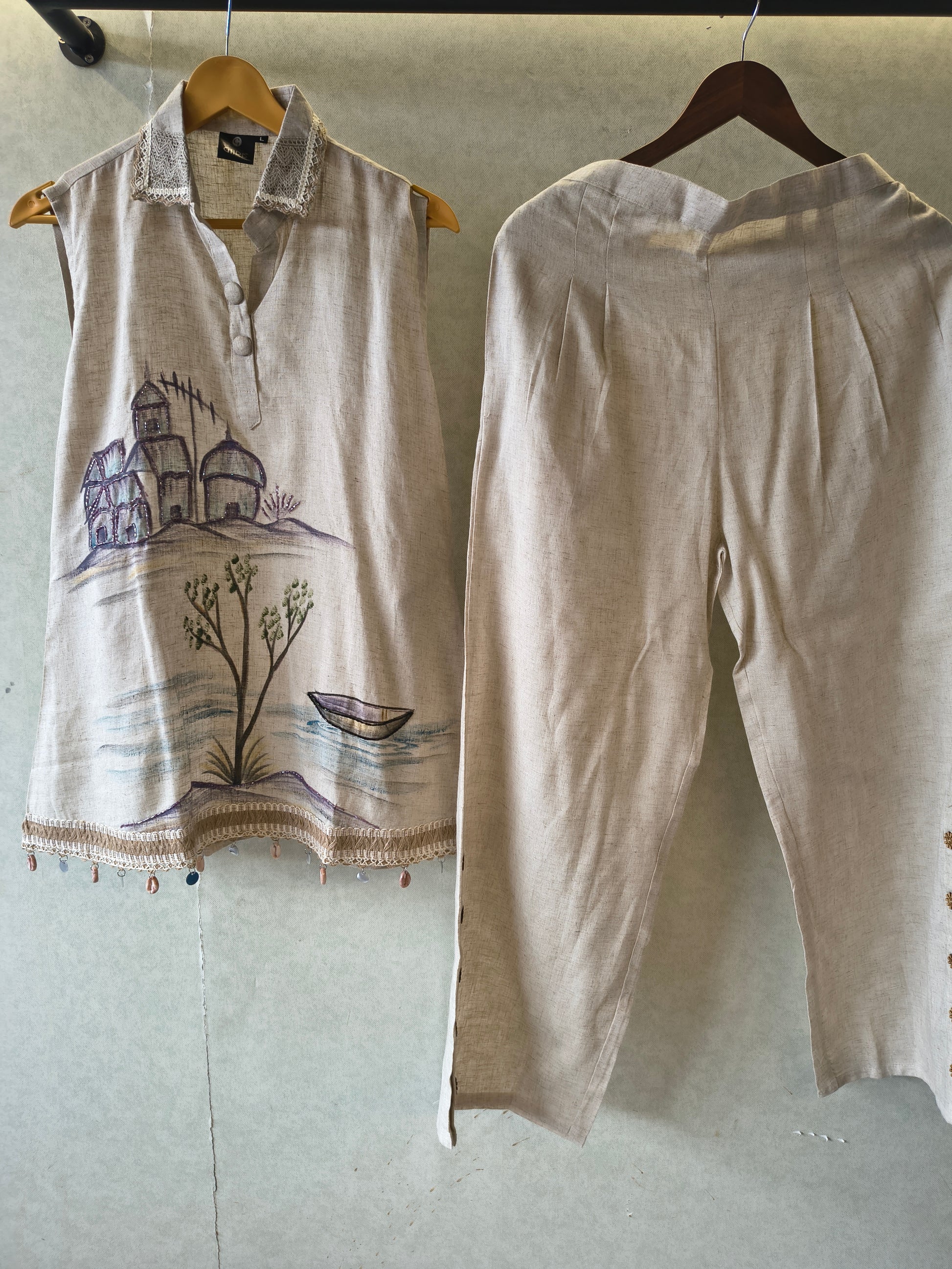 Natural Linen Scenic Art Co-Ord Set