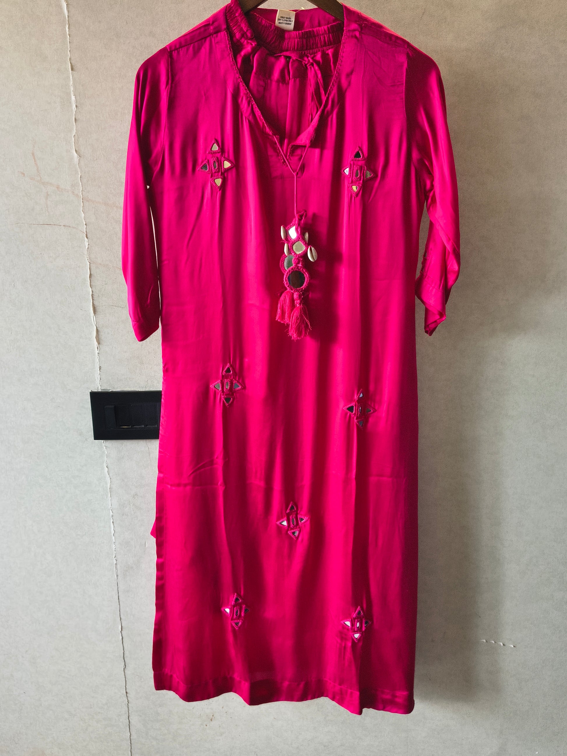 Tadko Brand - Rani Pink Mirror Work Premium Silk Co-Ord Set
