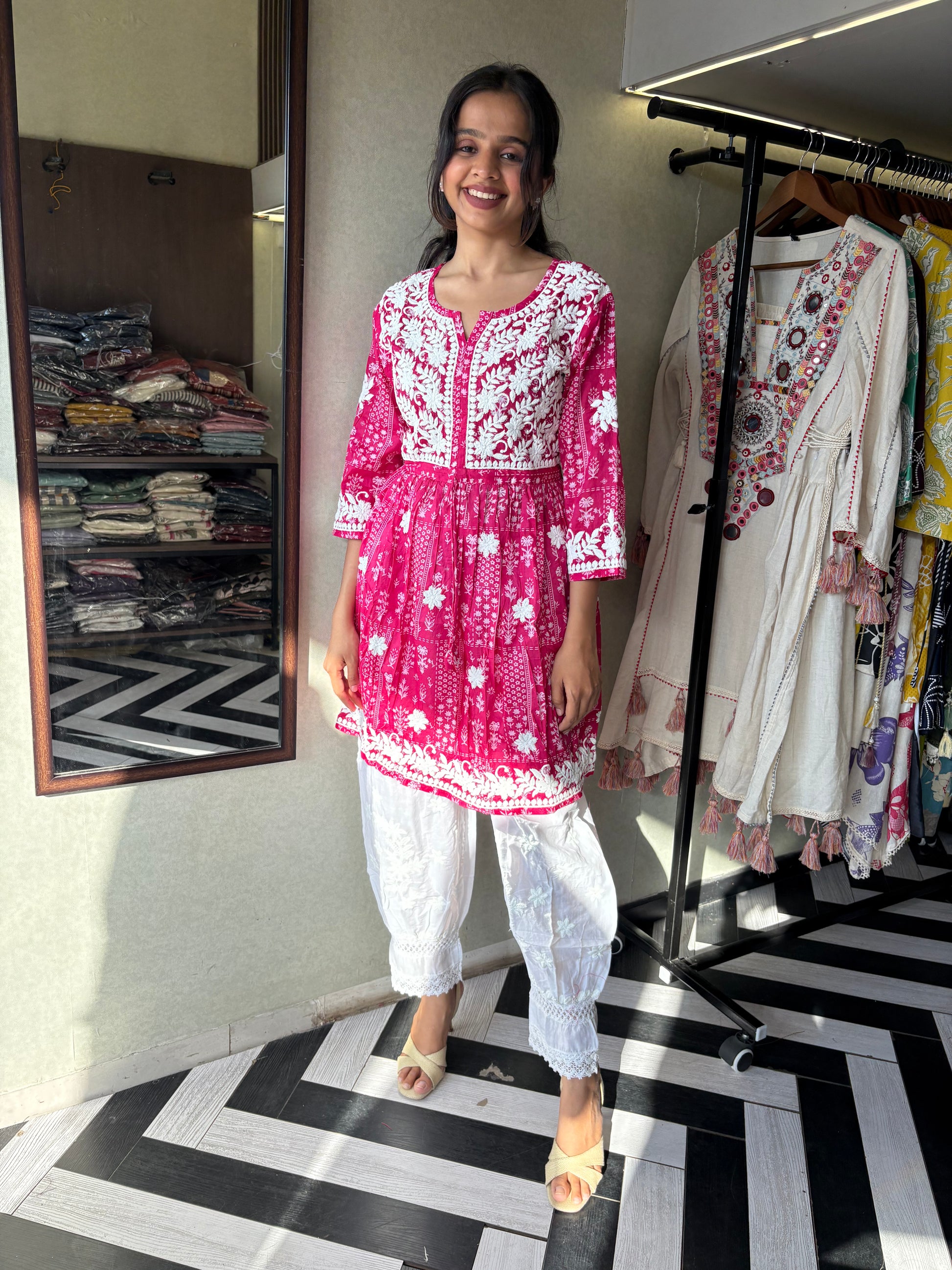 Pure Lucknowi 2 Piece Embroidery Coord Set
