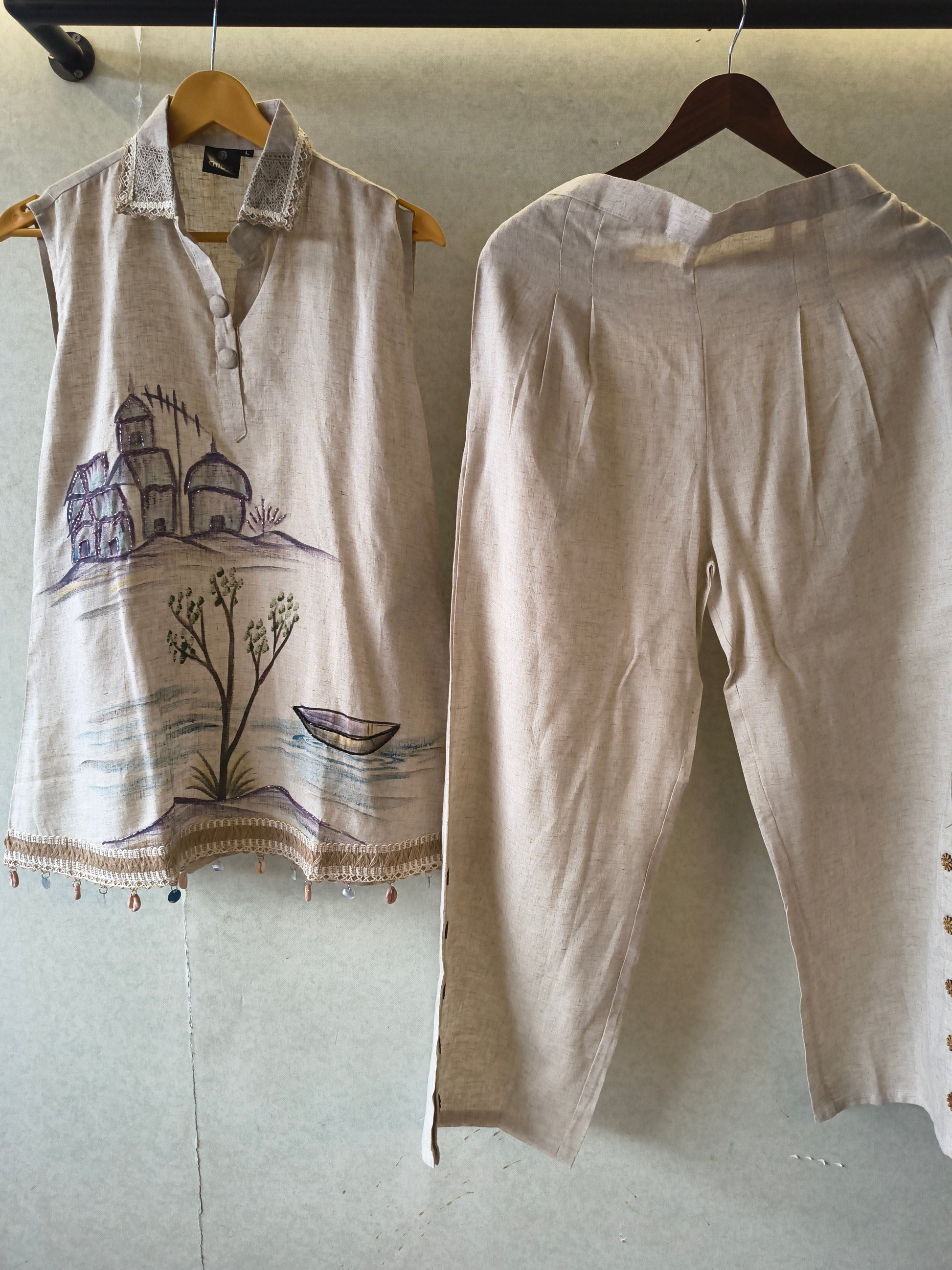 Natural Linen Scenic Art Co-Ord Set