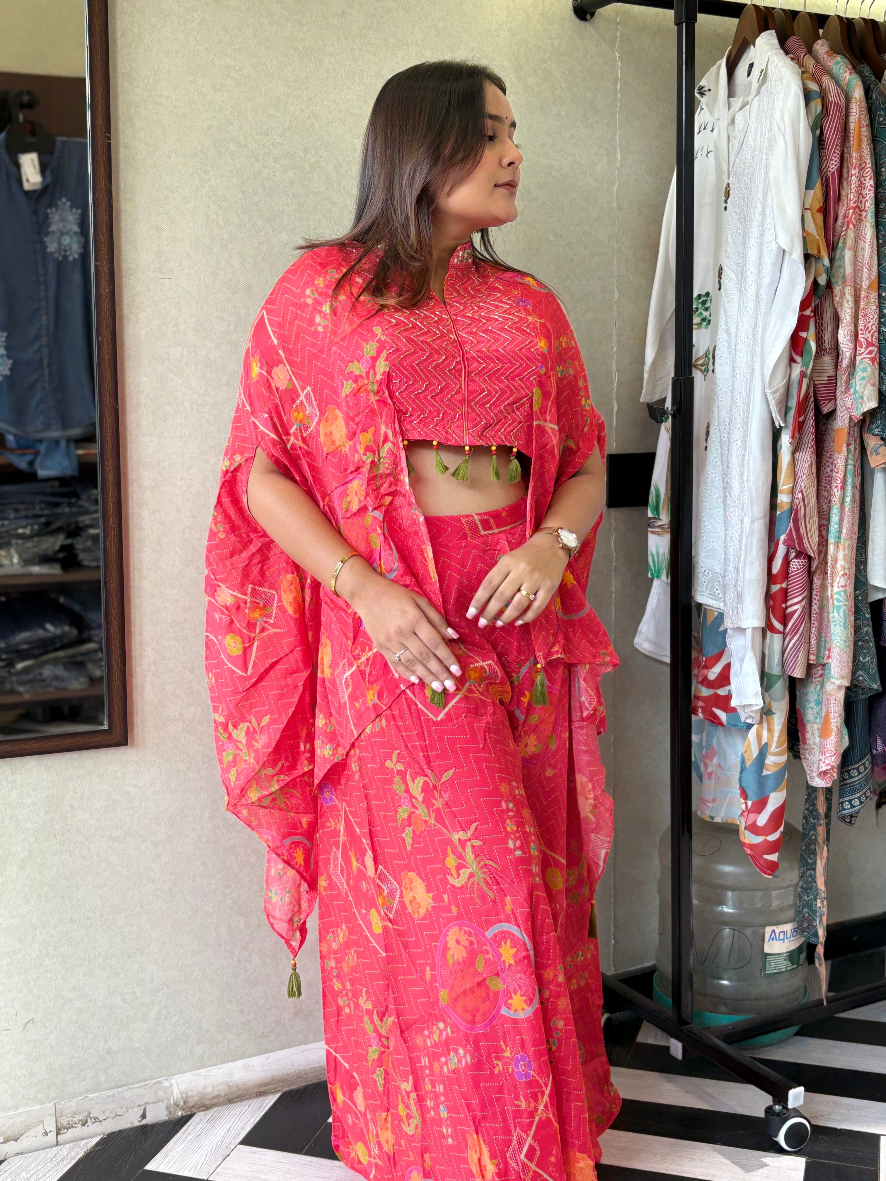 Image of Pure Chinnon 3 Piece with Hand work