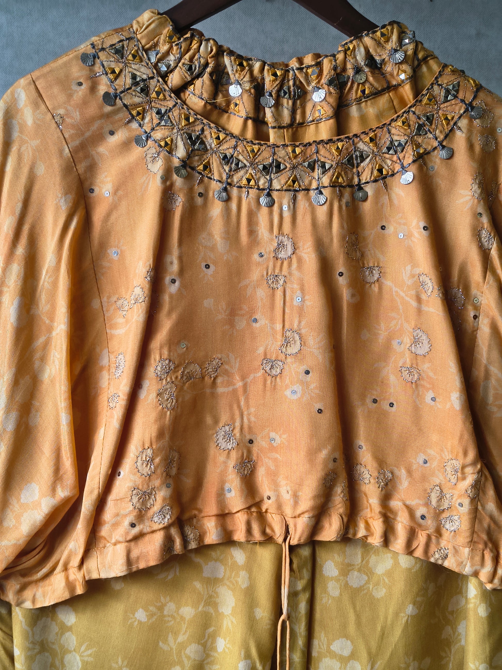 Premium Sunset Ombre Embellished Crop Top & Wide-Leg Palazzo Co-Ord Set
