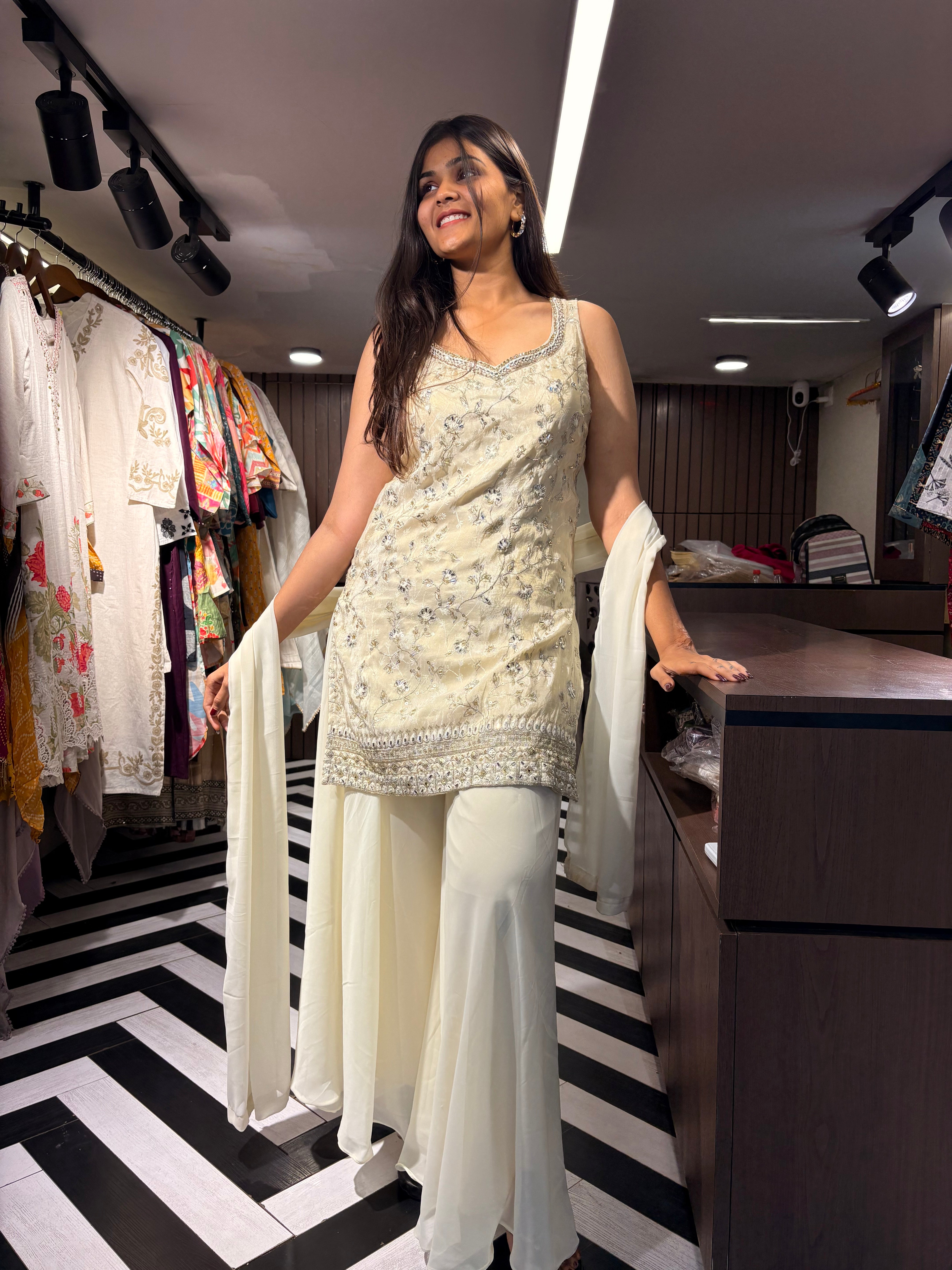 Image of Pure Shimmer 3 Piece Indo western Set