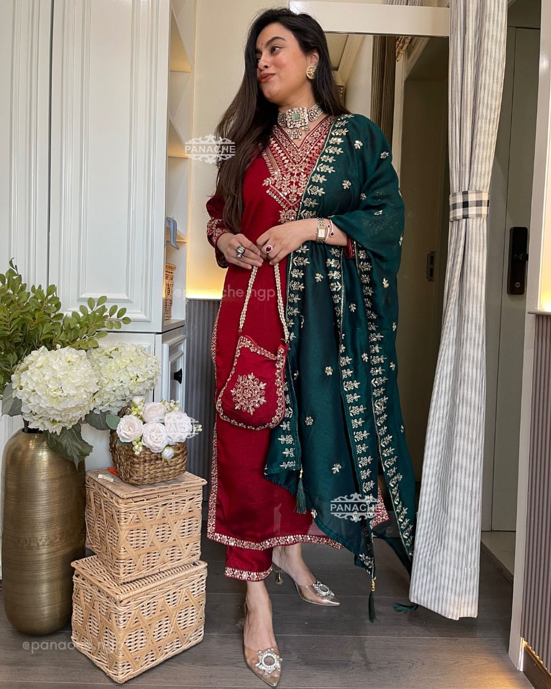 Image of Presenting Beautiful Heavy VICHITRA BLUMING Silk Fabric designer festive wear kurti pant and duppta with Coding work with lining