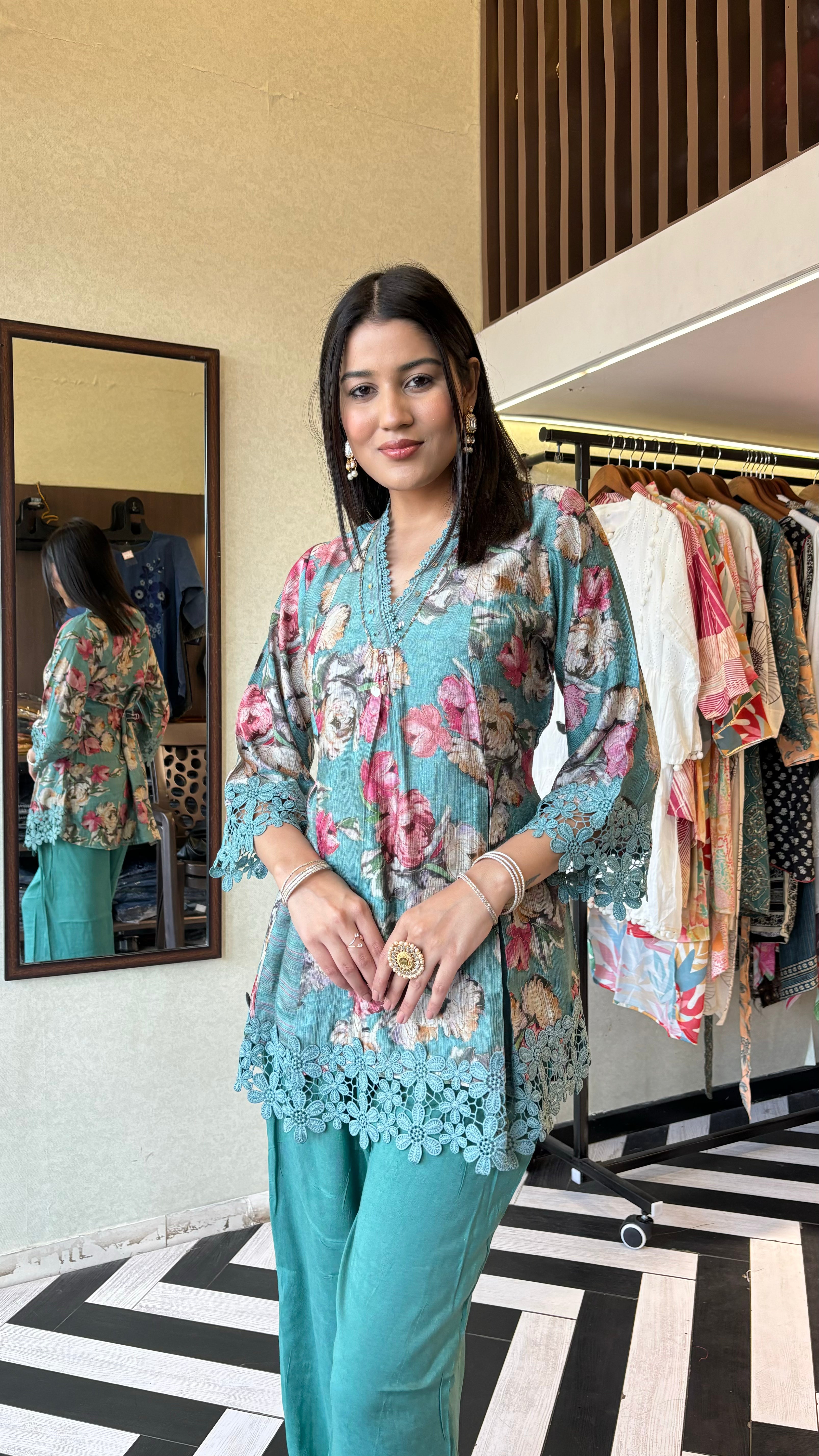 Image of Pure Rayon Piece Set with Hand work