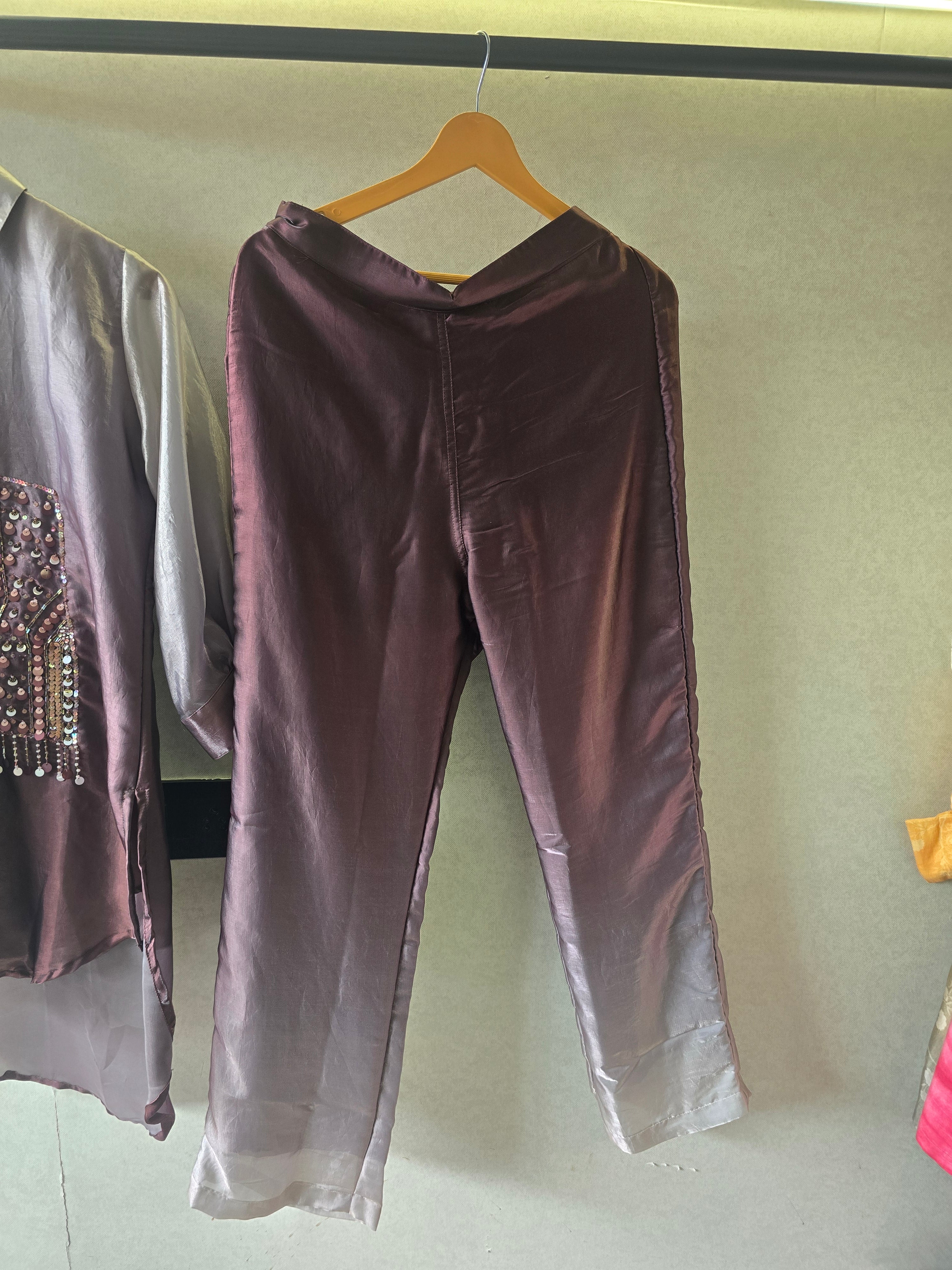 Image of Metallic Ombre Satin Embellished Co-Ord Set
