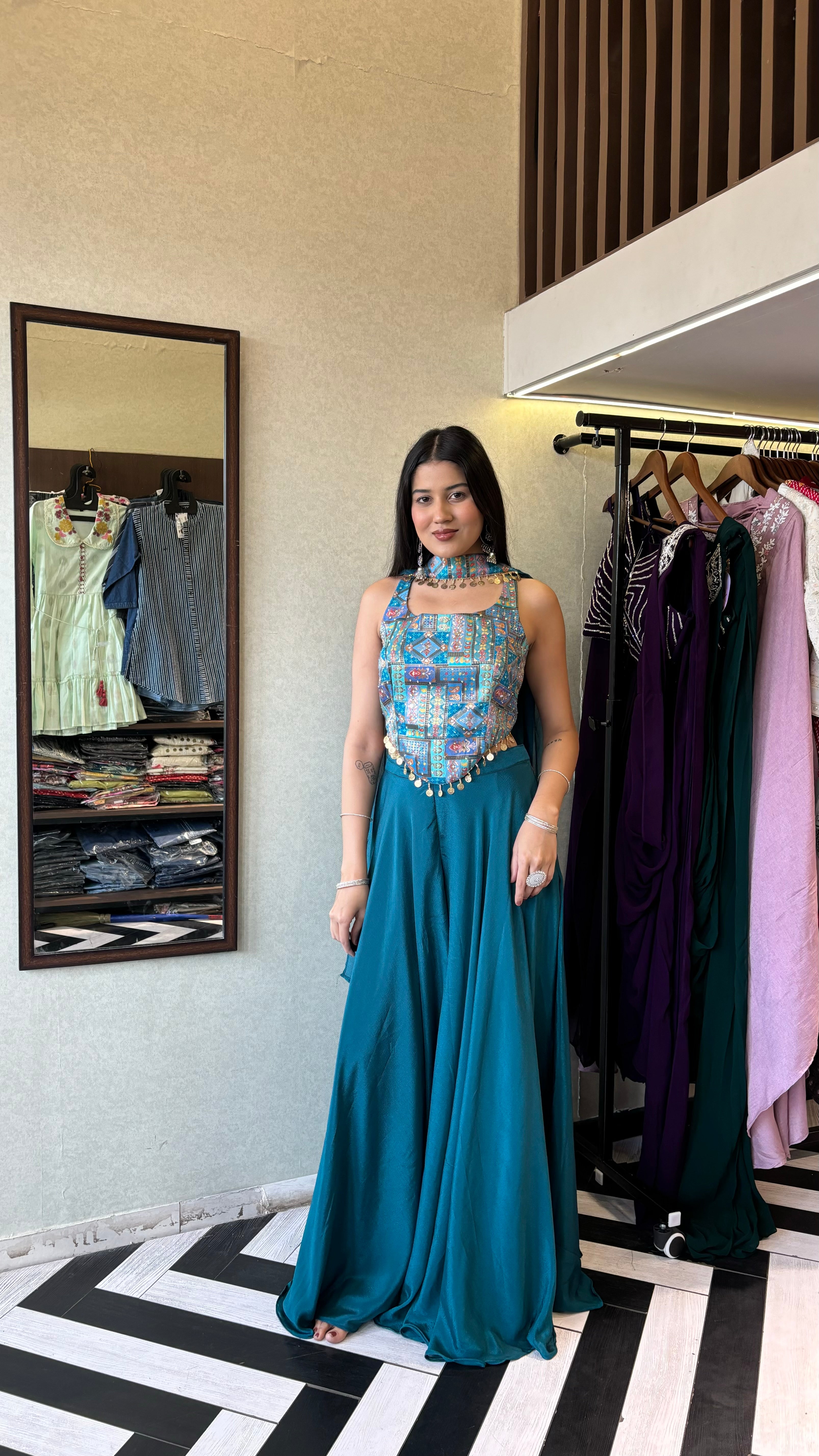 Image of Pure Georgette Indo western 3 Piece