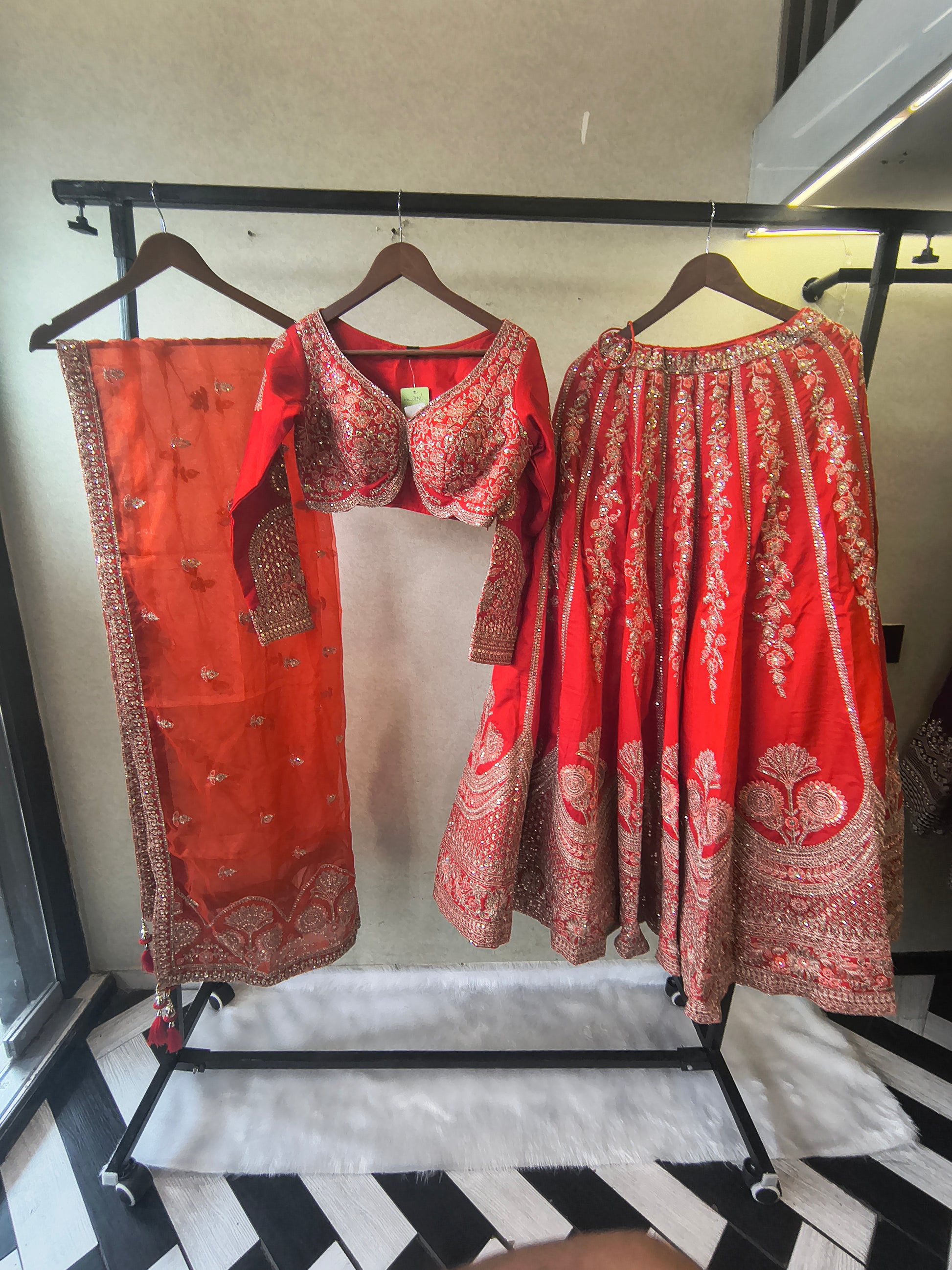 Bridal Red Heavy Embroidered Lehenga Set with Designer Blouse & Organza Dupatta | Premium Wedding Collection