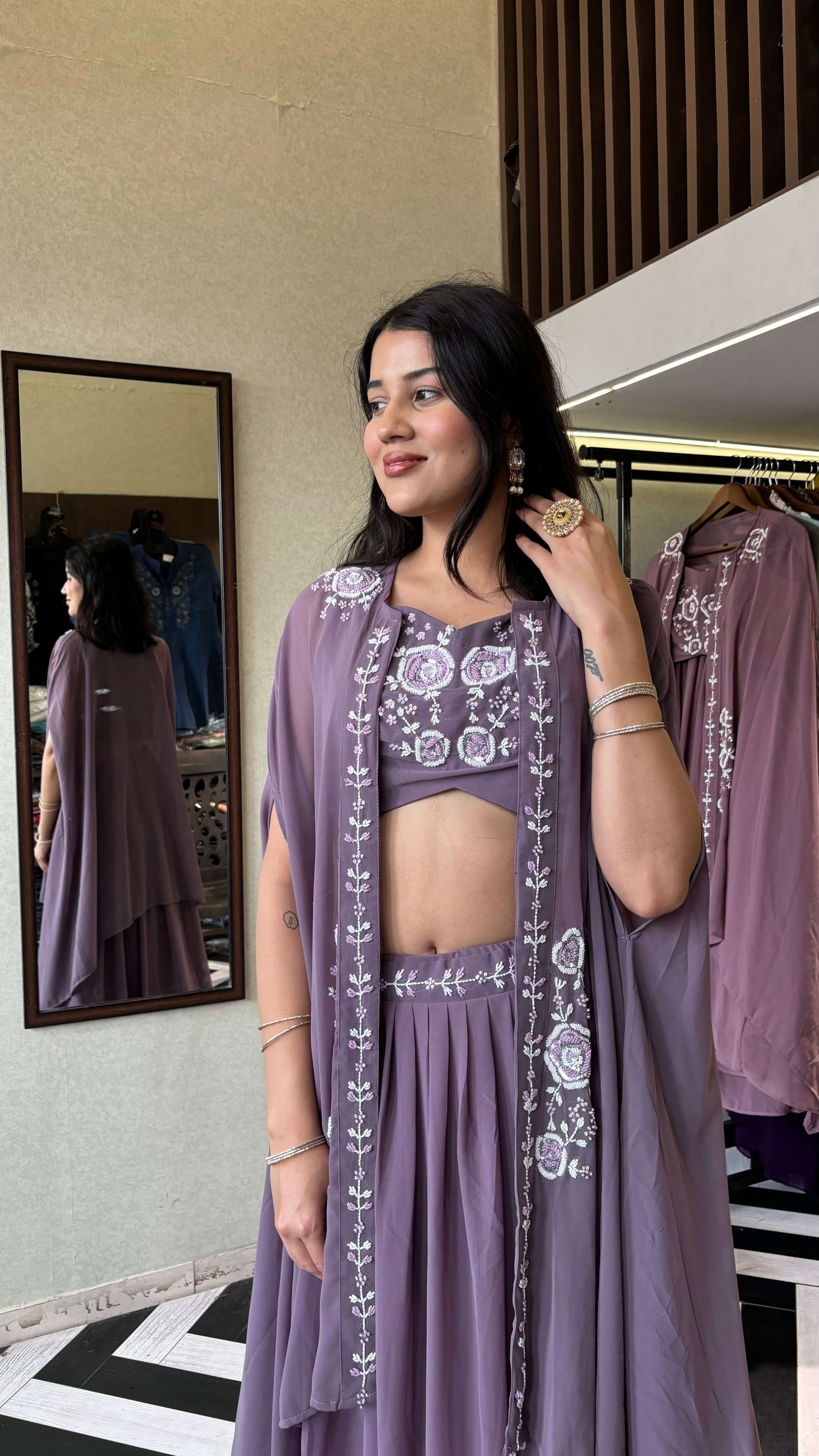Image of Pure Georgette Set 3 Piece with Gown
