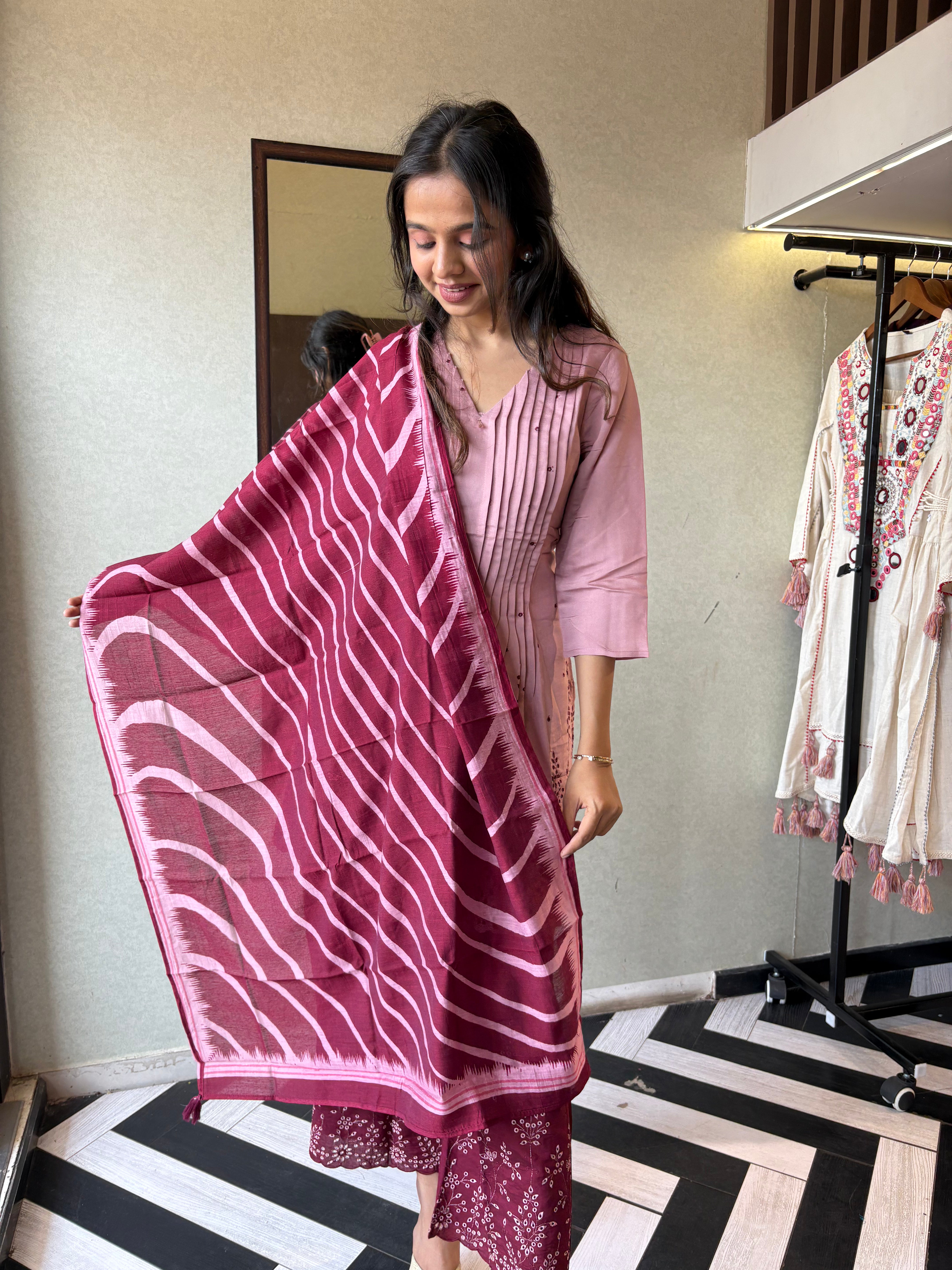 Image of Bold in Red. Beautiful in Every Way!

Turn heads in this stunning 3-piece kurti set, crafted from breathable rayon cotton for all-day comfort and festive flair.