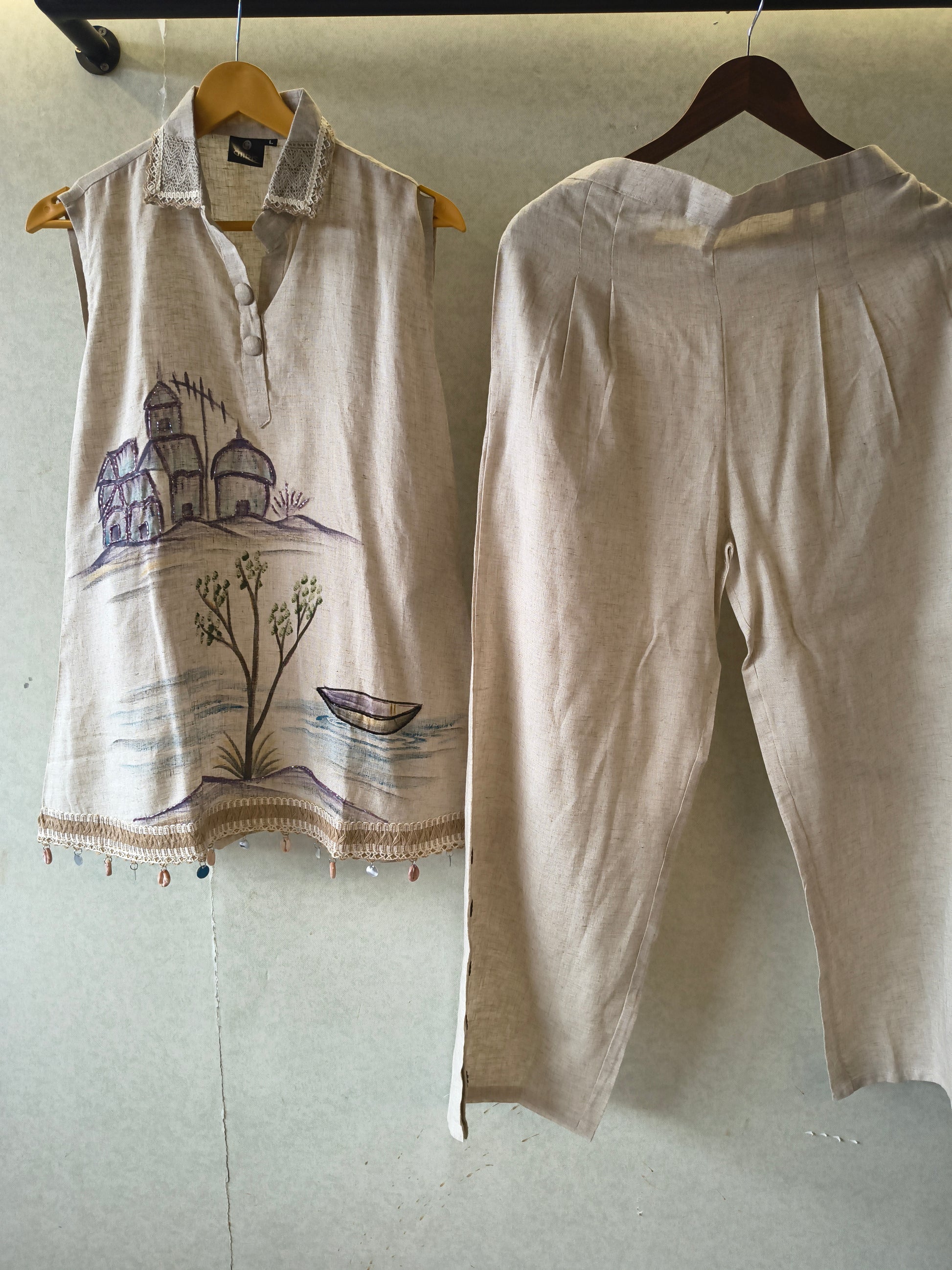 Natural Linen Scenic Art Co-Ord Set