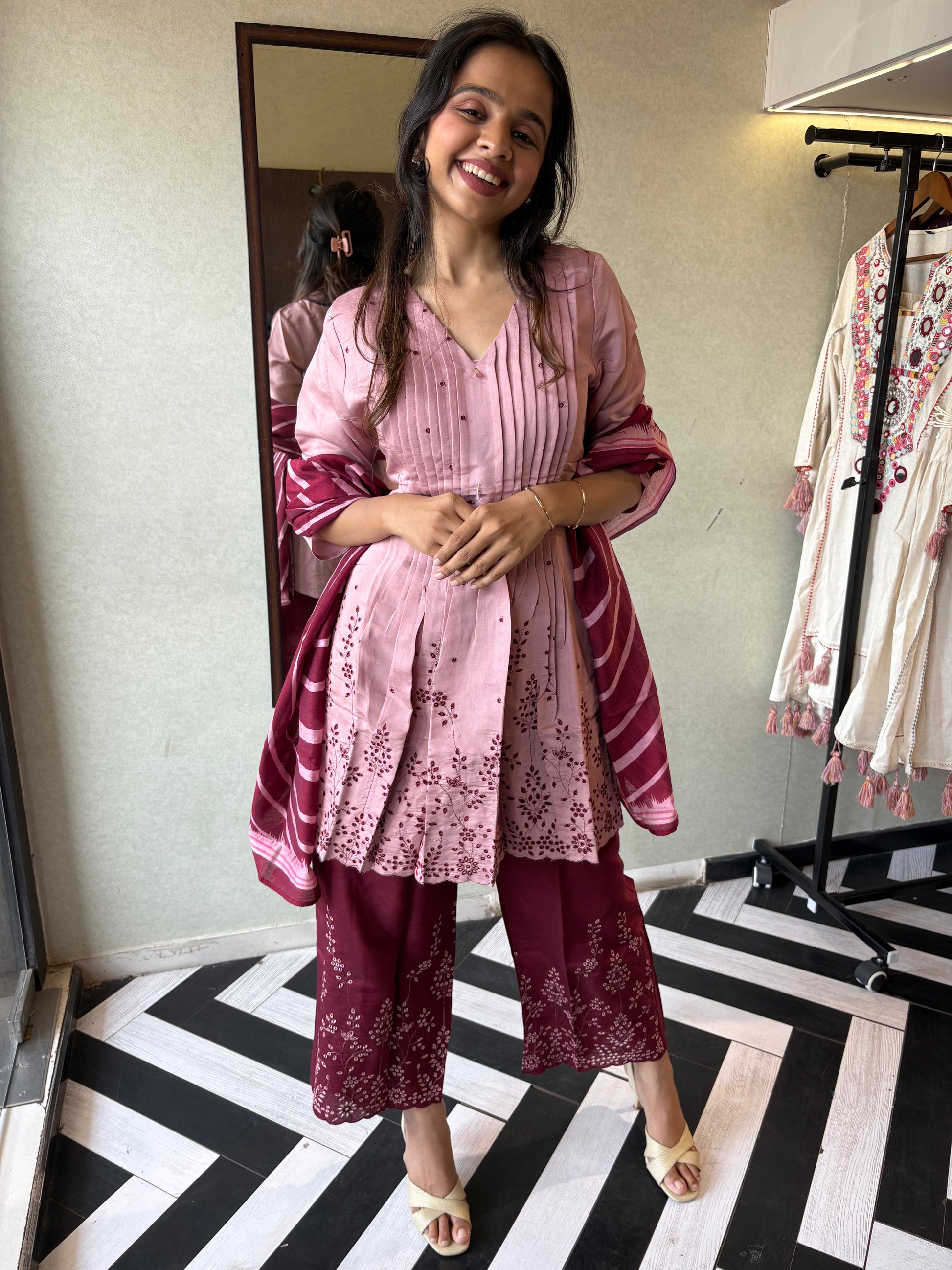 Bold in Red. Beautiful in Every Way!

Turn heads in this stunning 3-piece kurti set, crafted from breathable rayon cotton for all-day comfort and festive flair.