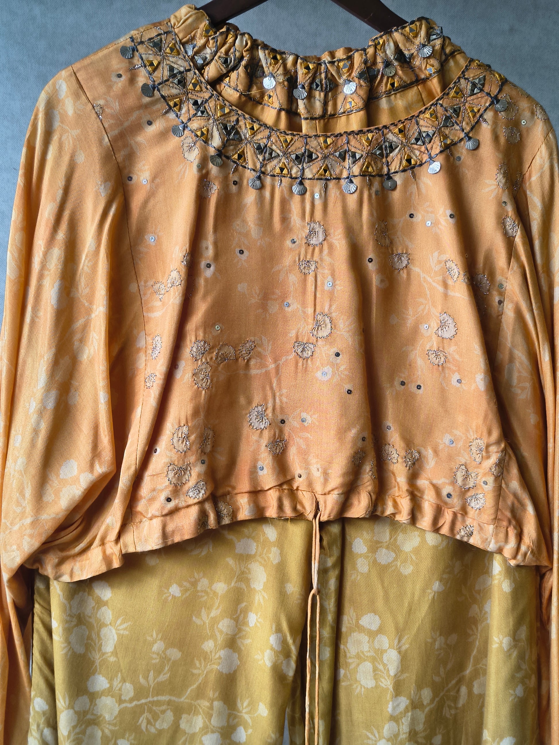 Premium Sunset Ombre Embellished Crop Top & Wide-Leg Palazzo Co-Ord Set